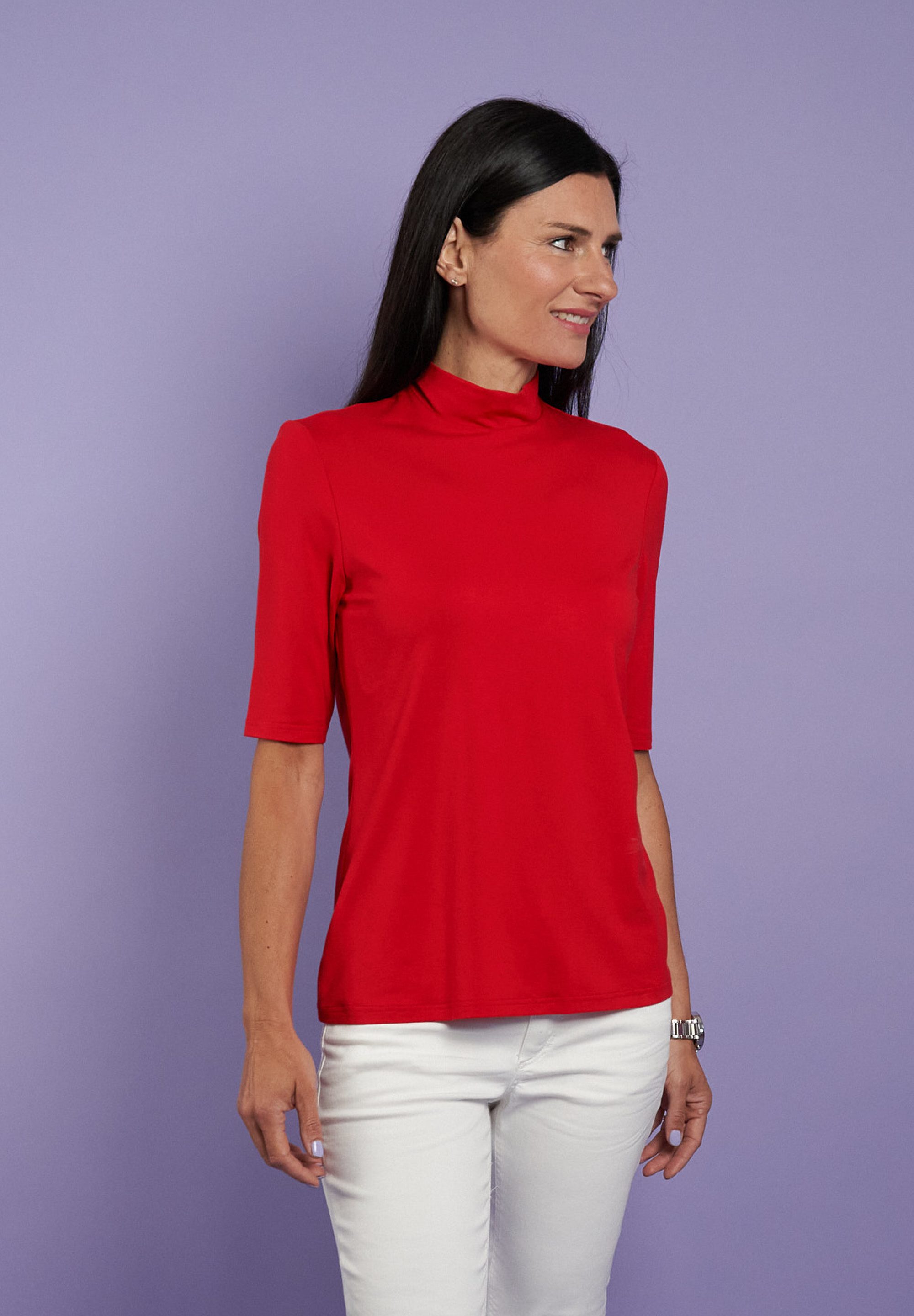 Seidel Moden Shirt met staande kraag in heuplengte, made in germany dames t-shirts maat 50