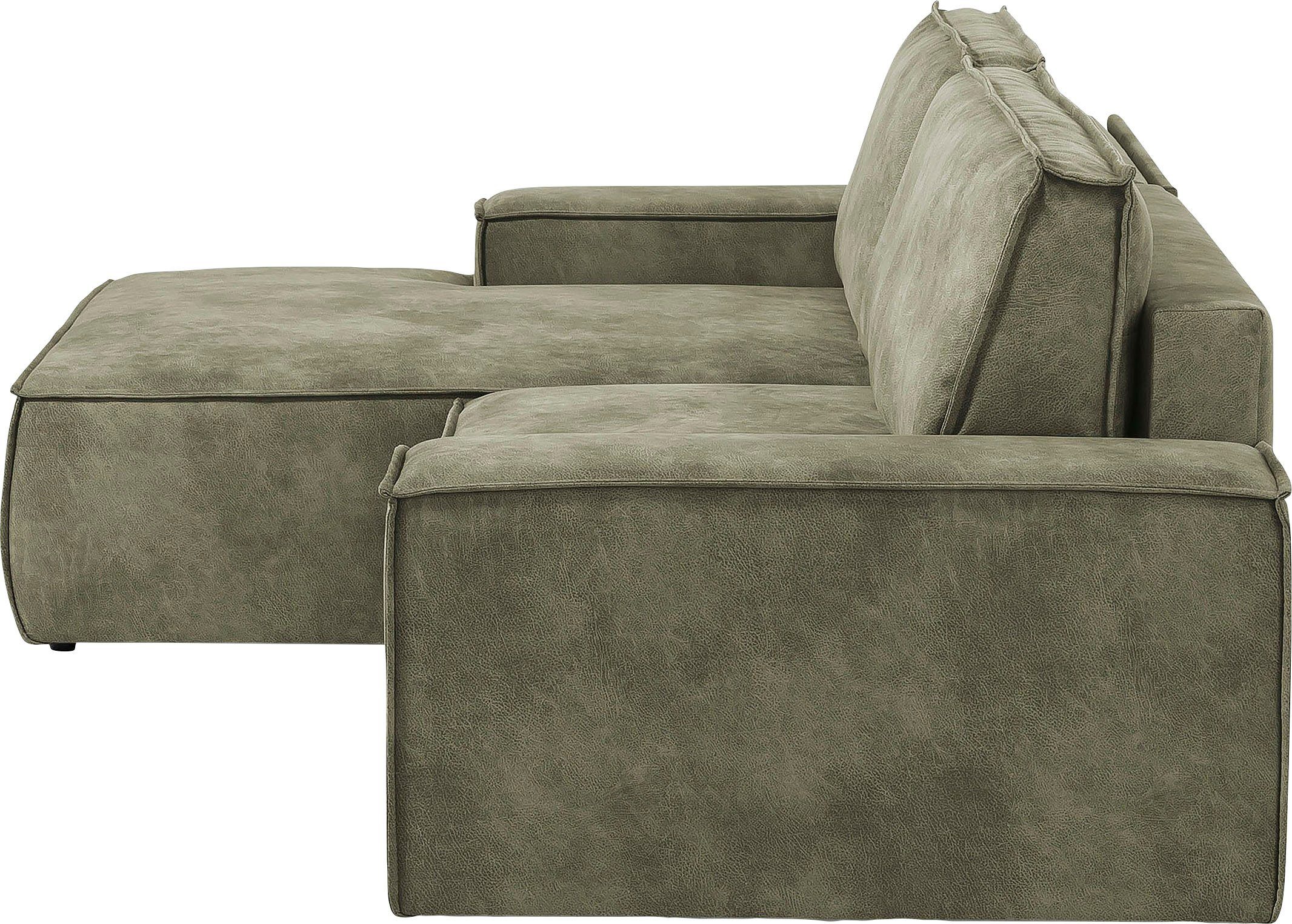 Home affaire Hoekbank SHERWOOD bedbank 267 cm, L-model, Slaapfunctie met bedlade (210x136 cm), cord, vintage, fluweel