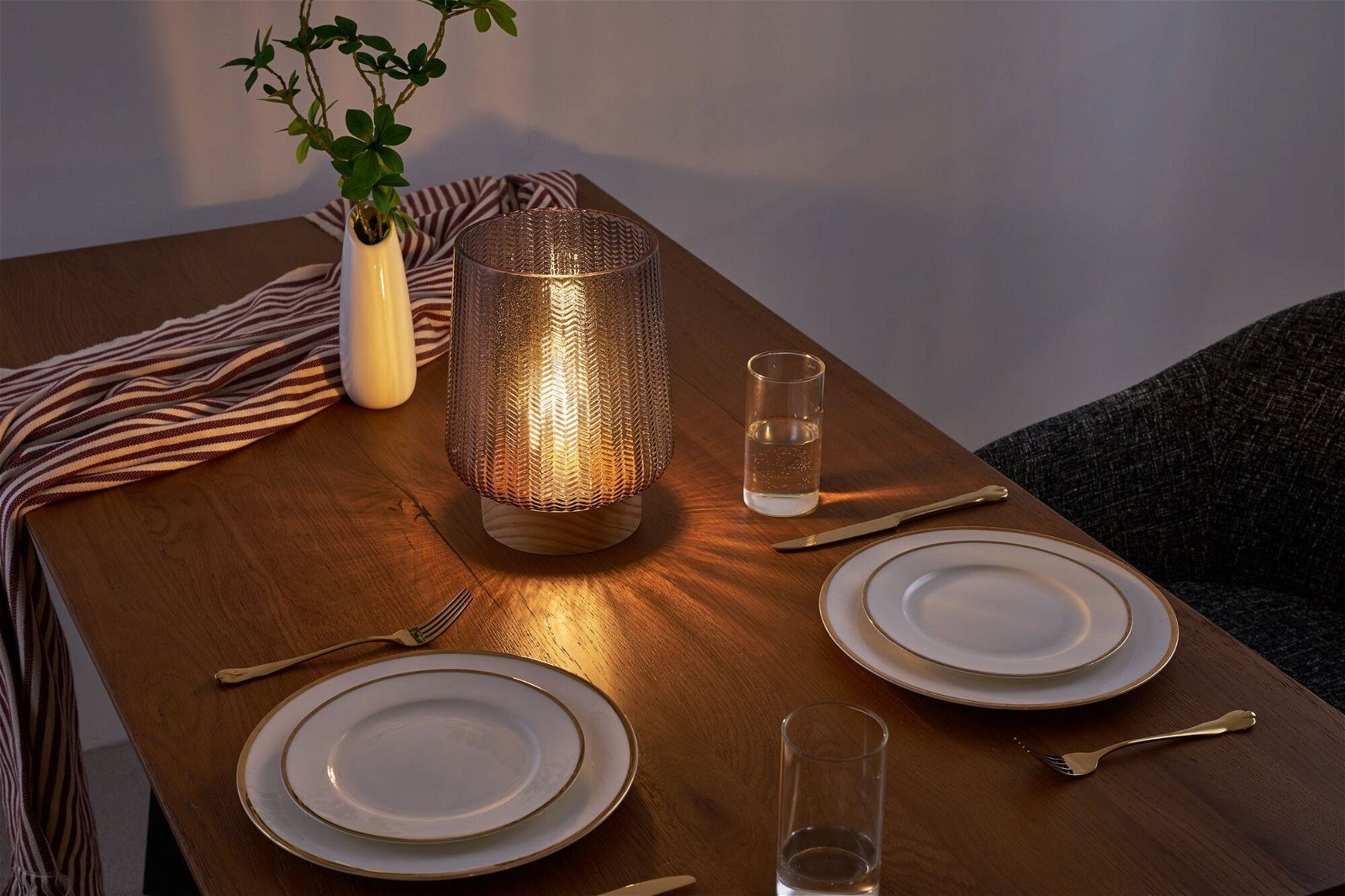Pauleen Led-tafellamp Fancy Glamour mobile taupe glas/hout