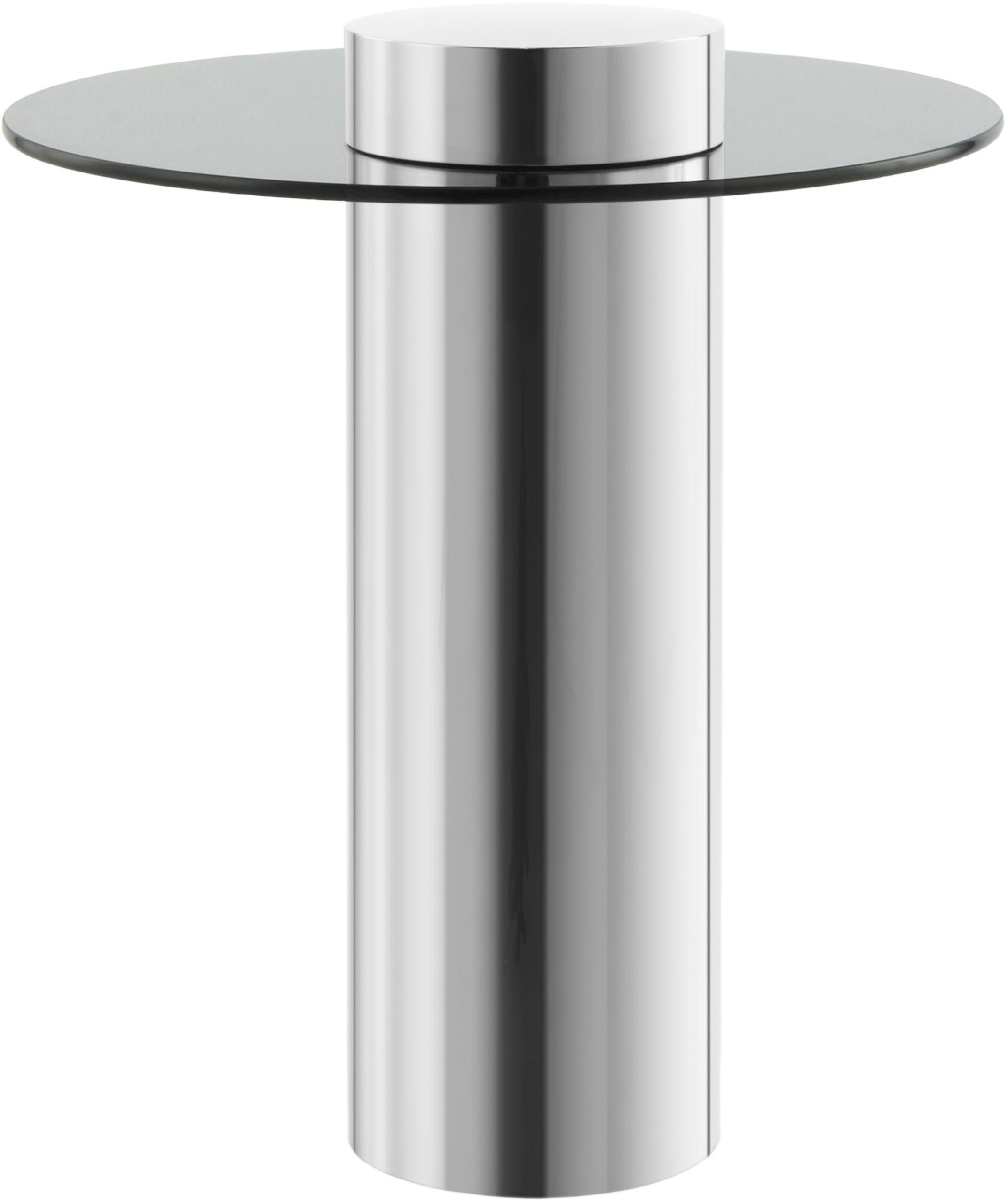 Kayoom Bijzettafel Ontario 125, ronde glasplaat van veiligheidsglas, 100% roestvrij staal (1 stuk)