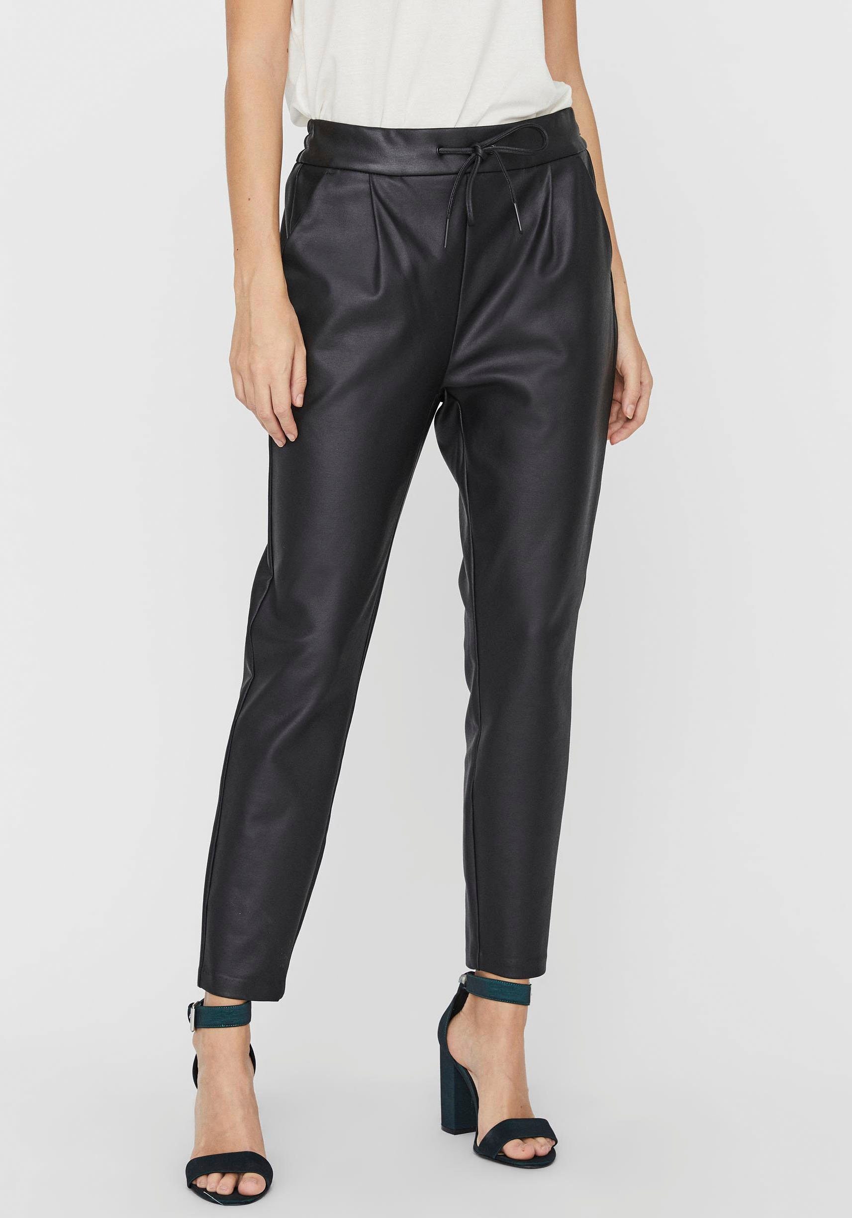 Vero Moda Imitatieleren broek VMEVA MR LOOSE STRING COATED PNT nu online  kopen | OTTO