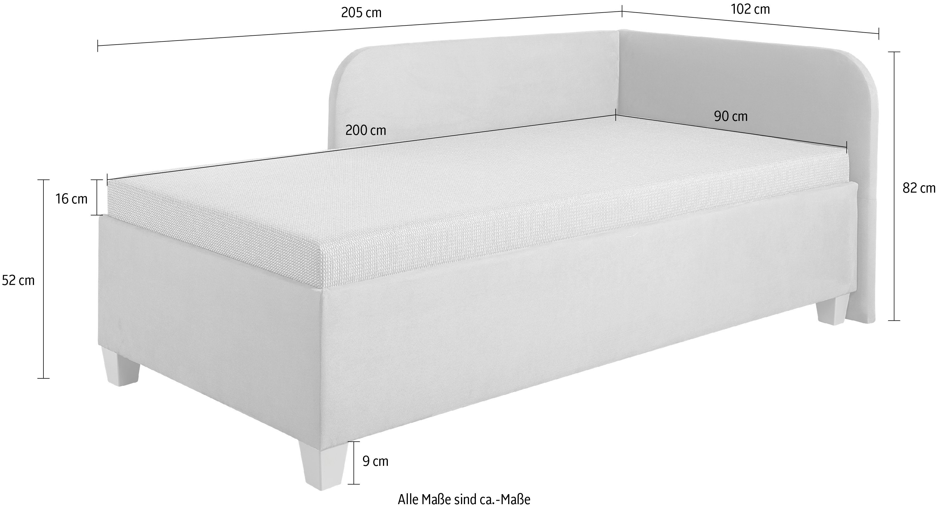 Maintal Bed Aolana met bedkist, in 2 breedten, binnenvering- of bonell-matras ter keuze