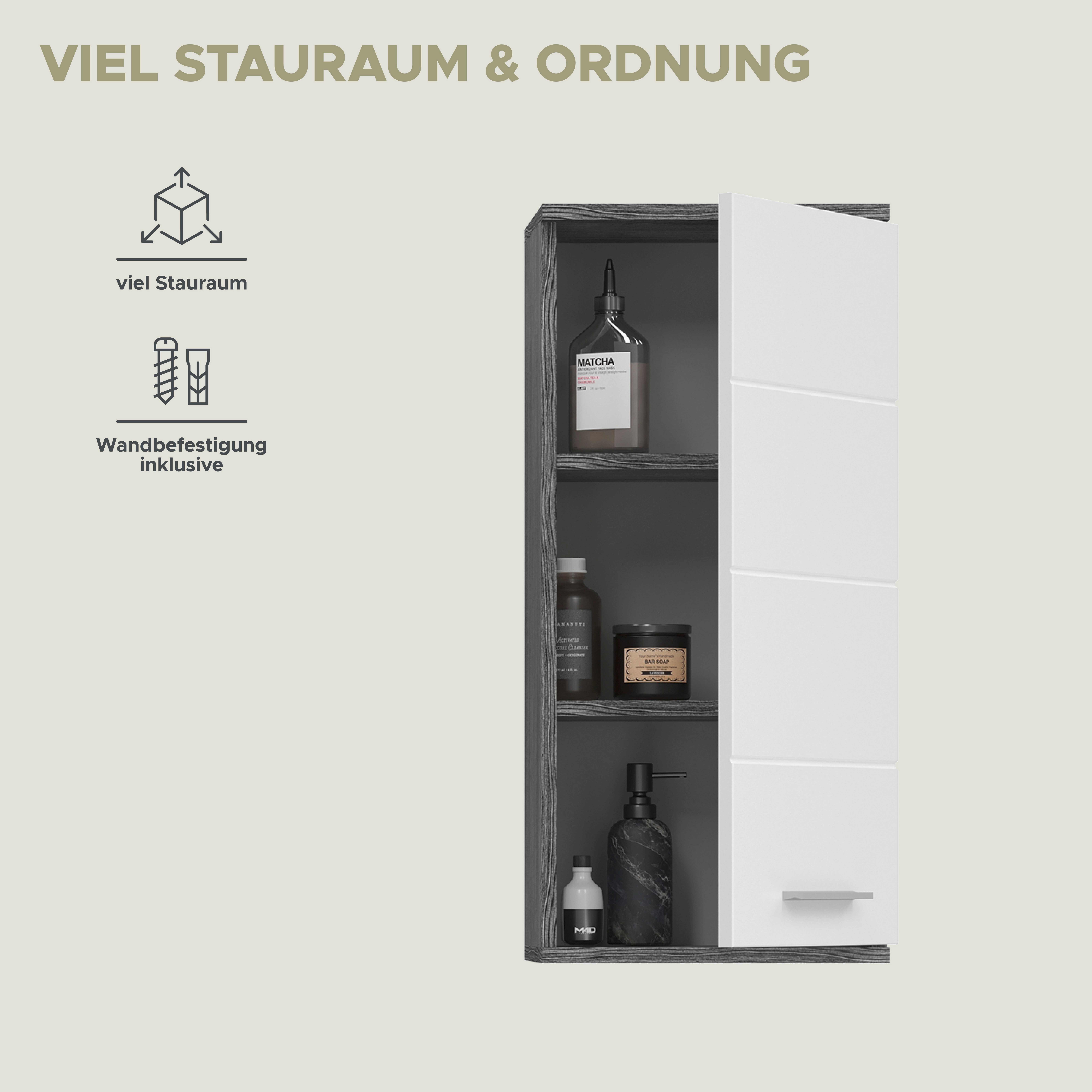welltime Hangend kastje LUCCA, TOPSELLER!, Breedte 35 cm, 1 deur (TA verwisselbaar), 2 legplanken