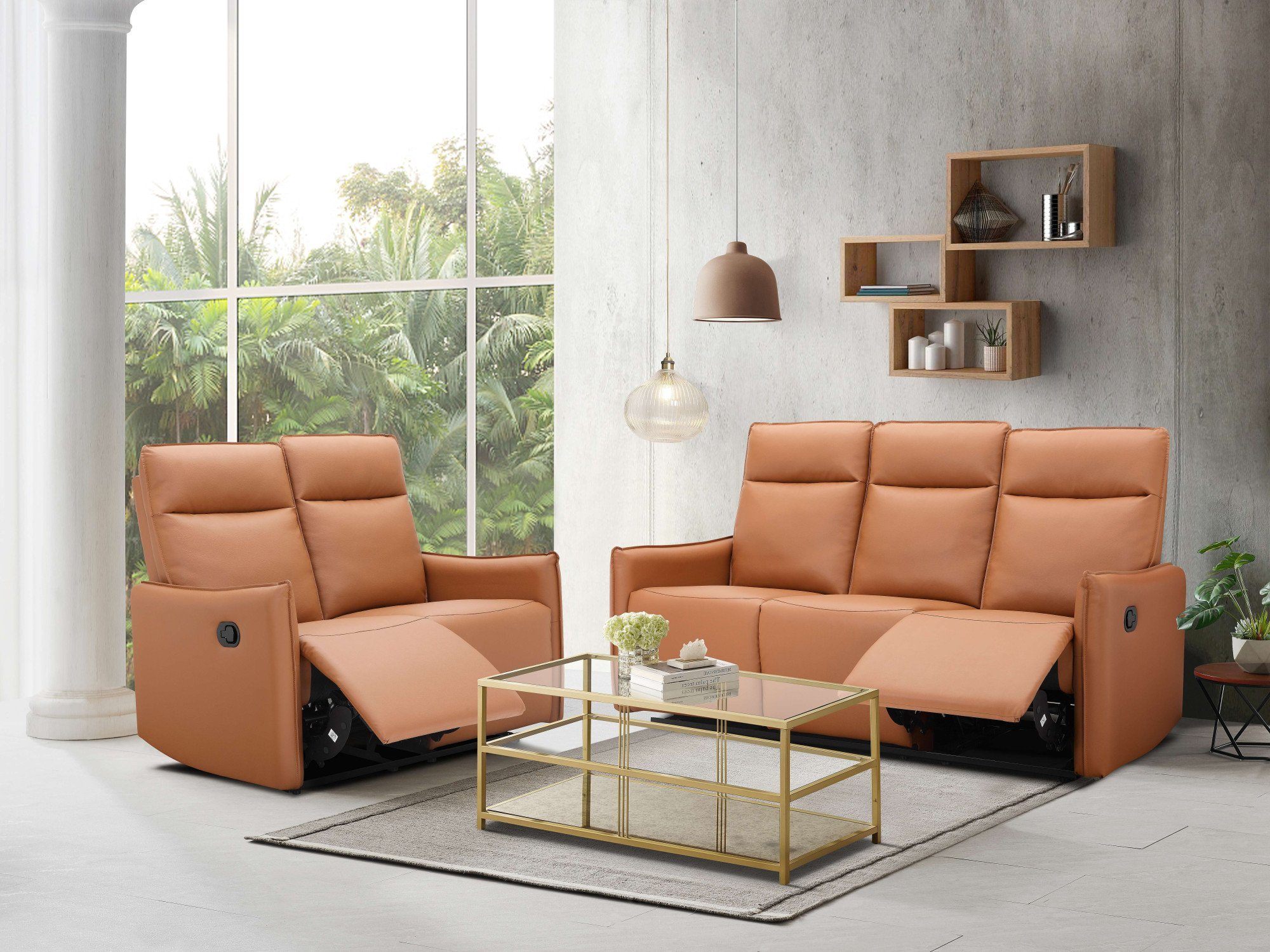 Dorel Home 3-zitsbank Lugo, bioscoopbank met relaxfunctie in kunstleer en geweven stof