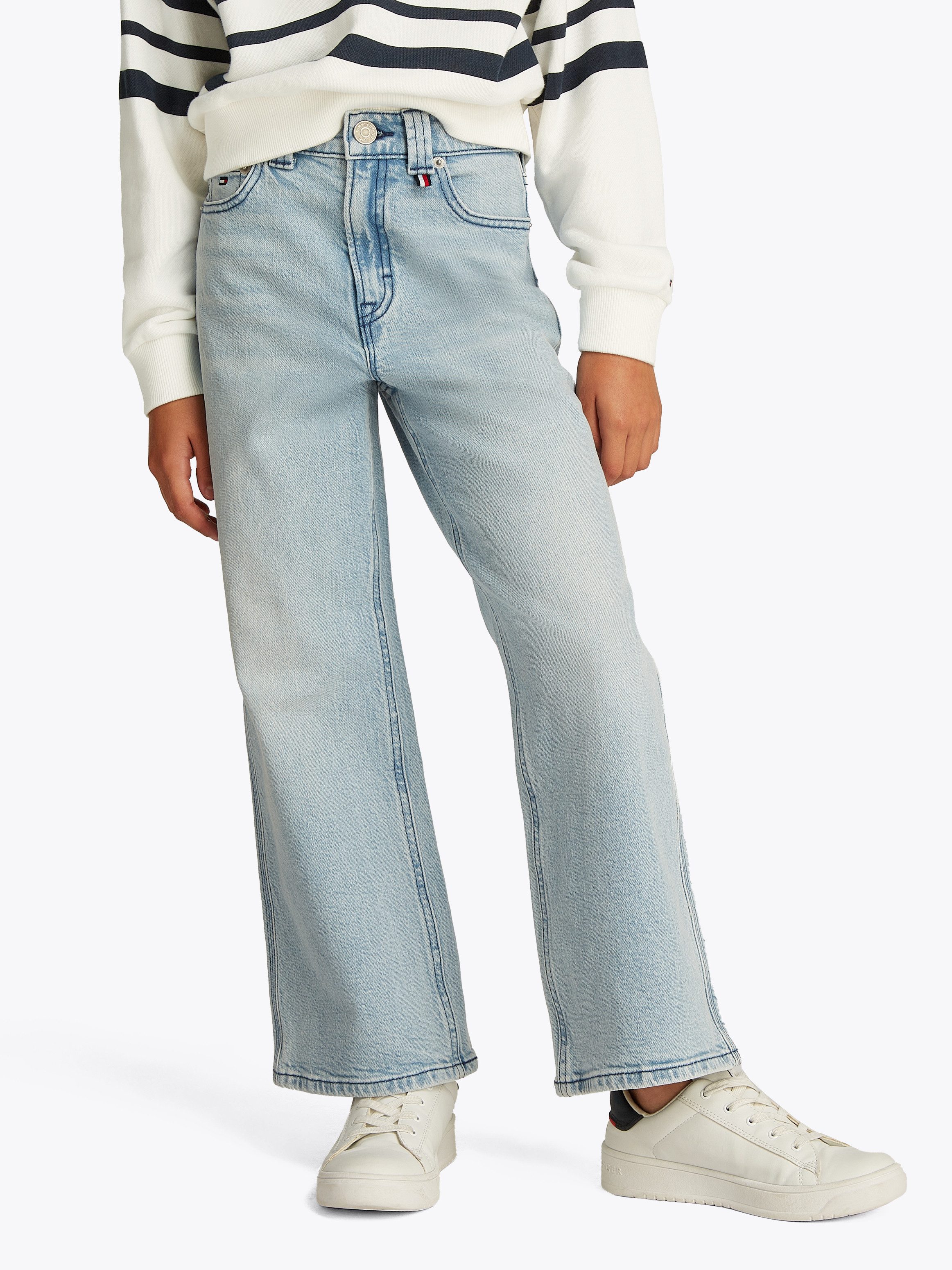Tommy Hilfiger Sweatshirt TOMMY SCRIPT CN SWEATSHIRT met logo-borduursel, met streepjespatroon