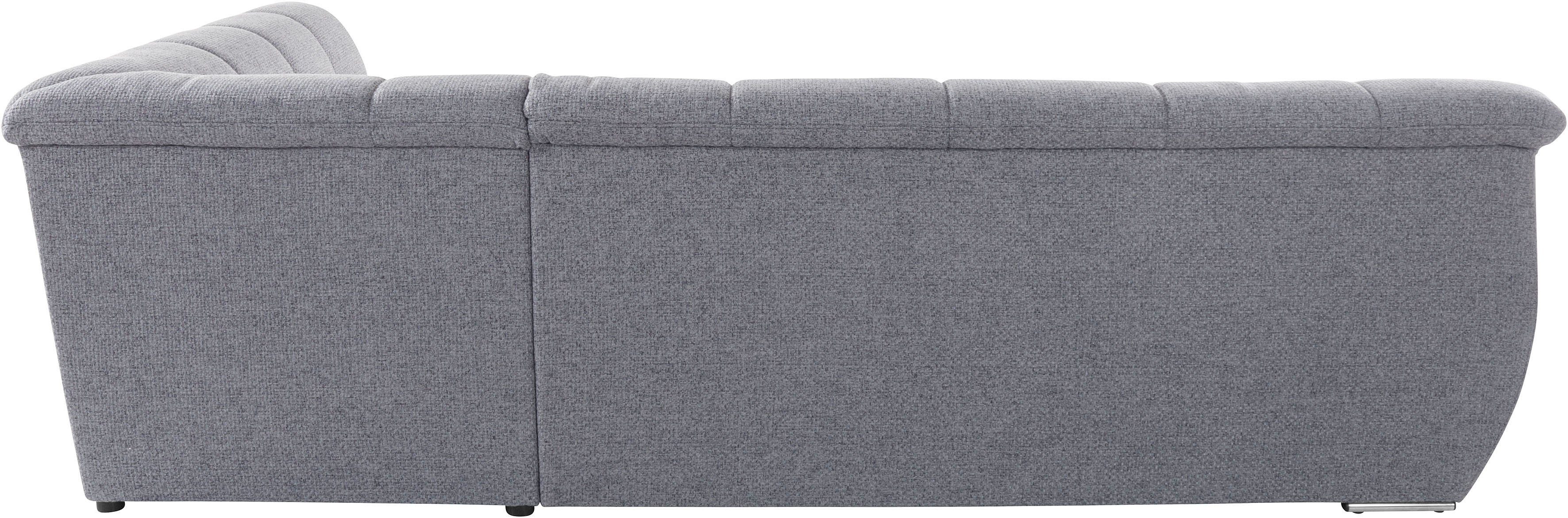 DOMO collection Hoekbank Lagoa, moderne Sitzheftung, bequem und komfortabel, L-Form naar keuze met slaapfunctie, vrij plaatsbaar, grote veelvoud aan kleuren