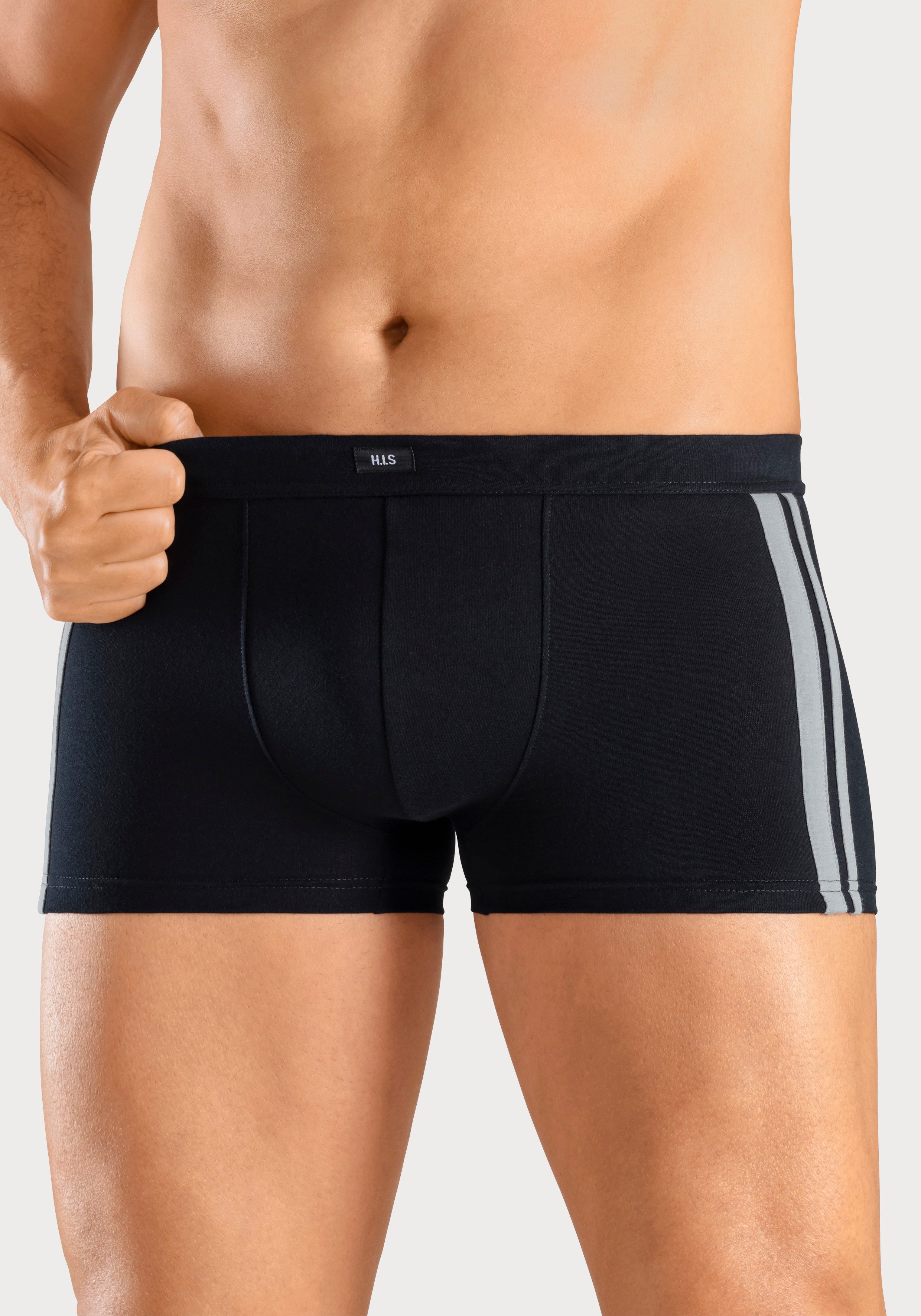 H.I.S Boxershort voor heren met contrasterende strepen aan de zijkanten (set 4 stuks)