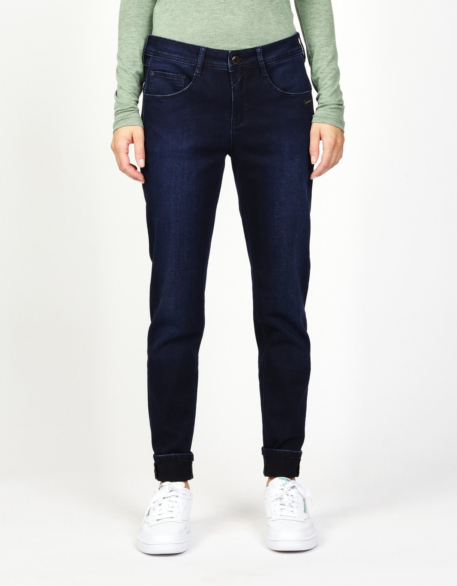 GANG 5-pocket jeans 94AMELIE van sweatdenim met schuine diep zittende achterzakken