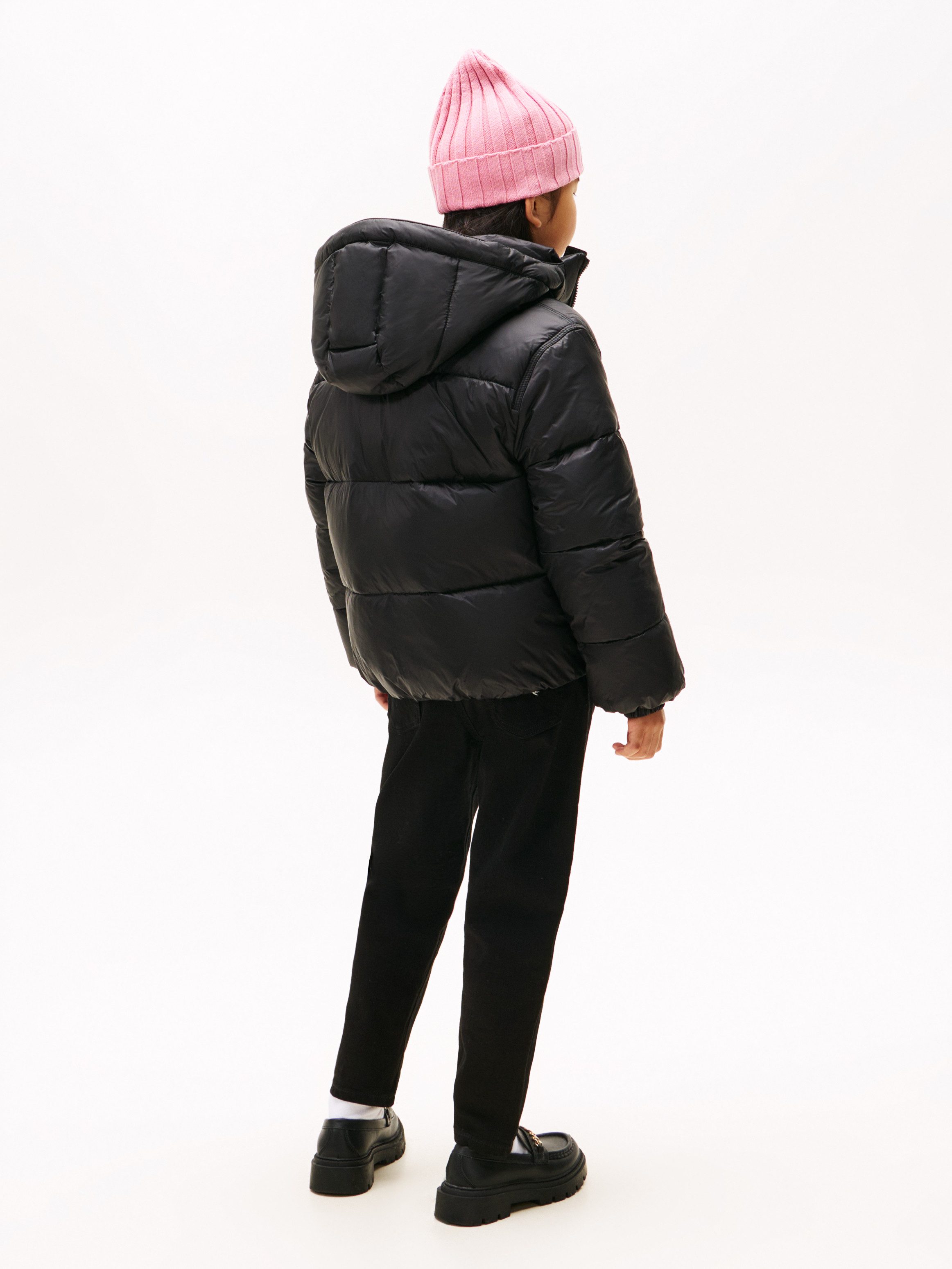 Tommy Hilfiger Gewatteerde jas HOODED SHINY PUFFER JACKET