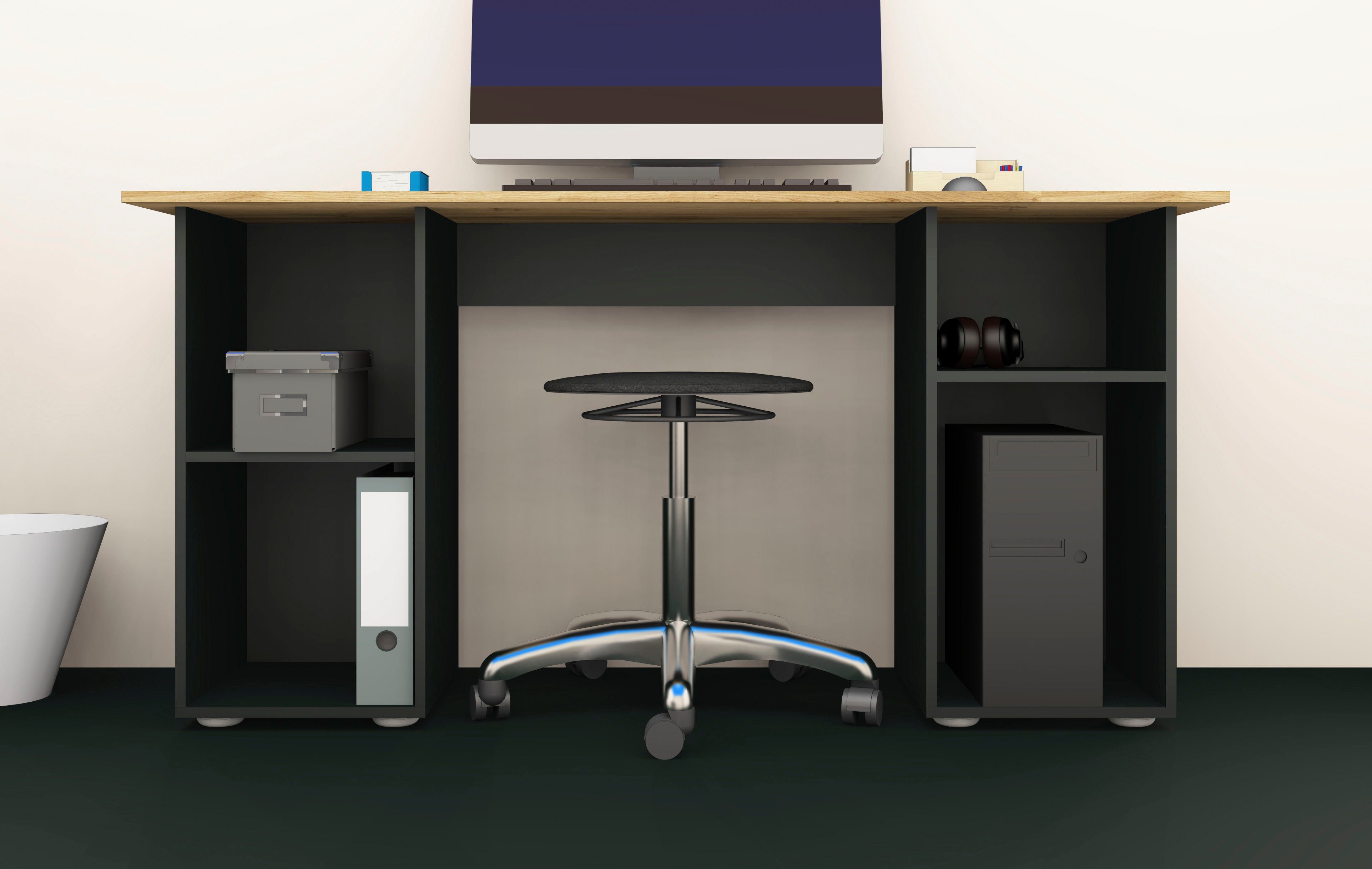 borchardt Möbel Bureau Kai Kast-bureau met veel opbergruimte, breedte 150 cm, Made in Germany