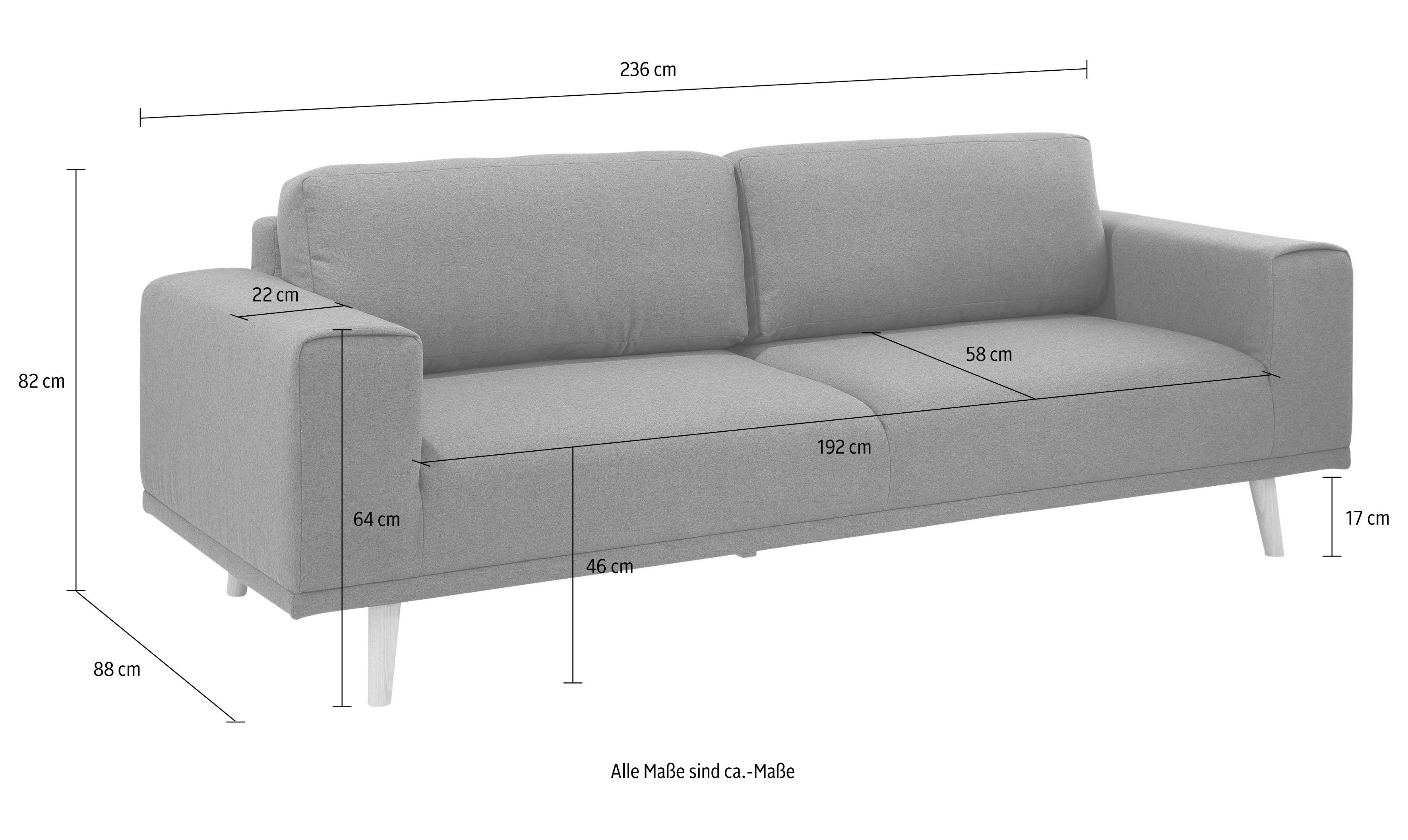 Home affaire 3-zitsbank Lasse in scandinavische stijl met houten poten