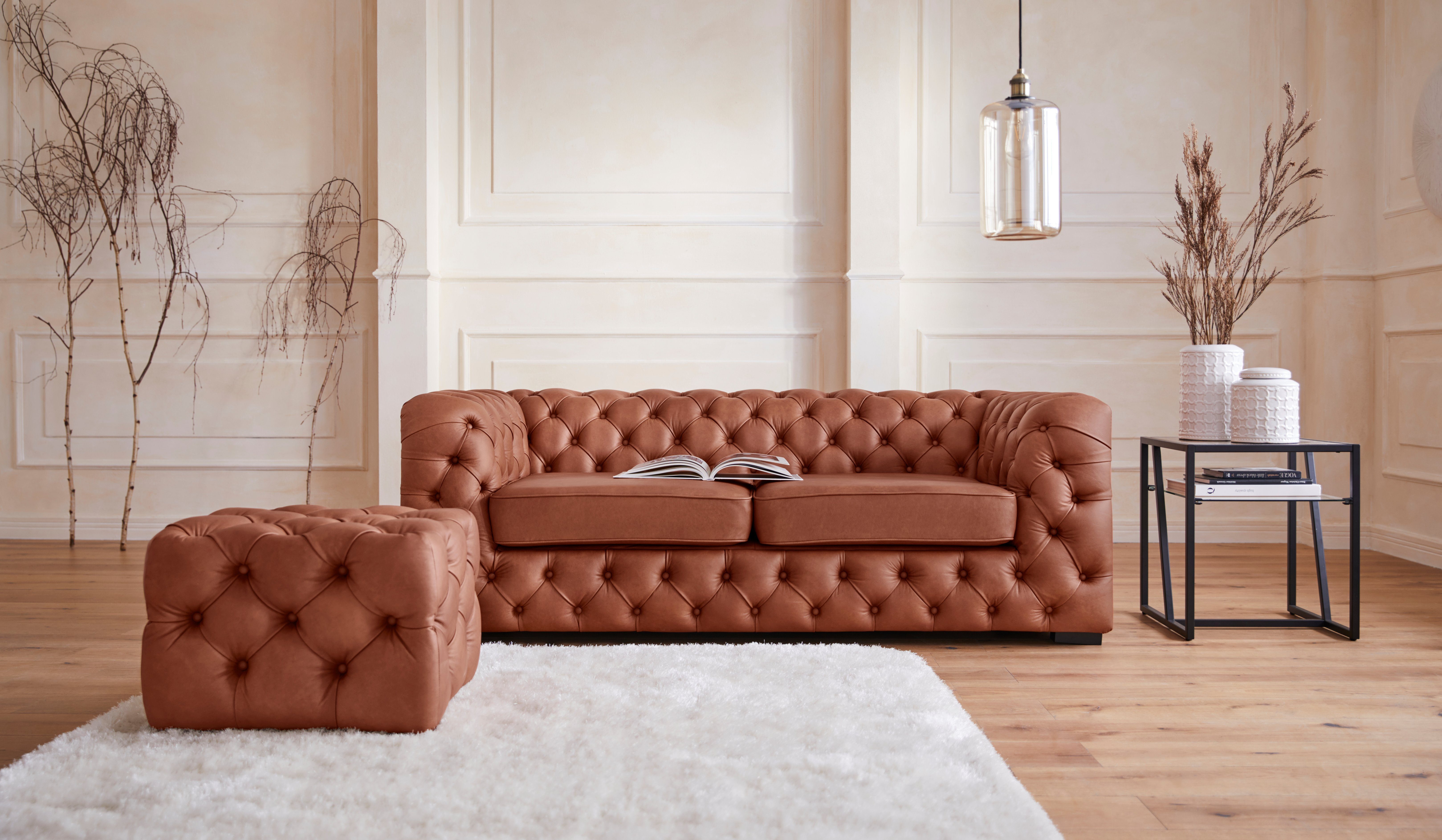 Guido Maria Kretschmer Home&Living Chesterfield-bank Kalina met klassieke chesterfield-capitonnage bruin, chesterfield banken