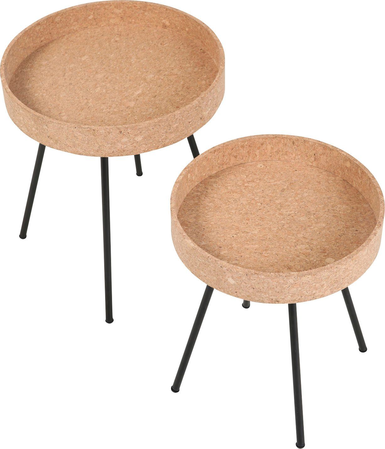 Home affaire Bijzettafel Tafelbladen van kurk (set, 2 stuks)