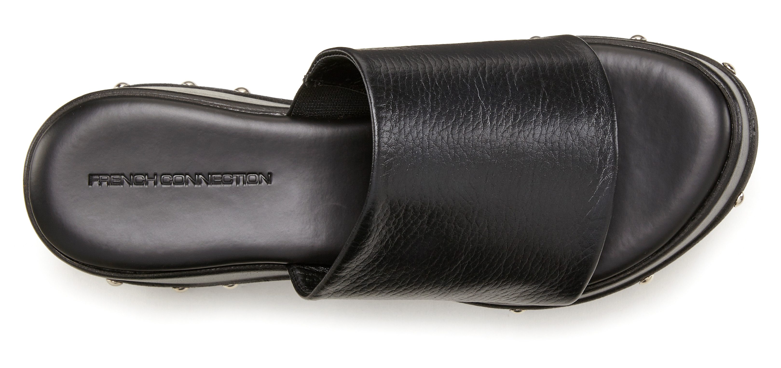 French Connection Slippers Mule, sandaal, open schoen van leer met modieuze plateausole