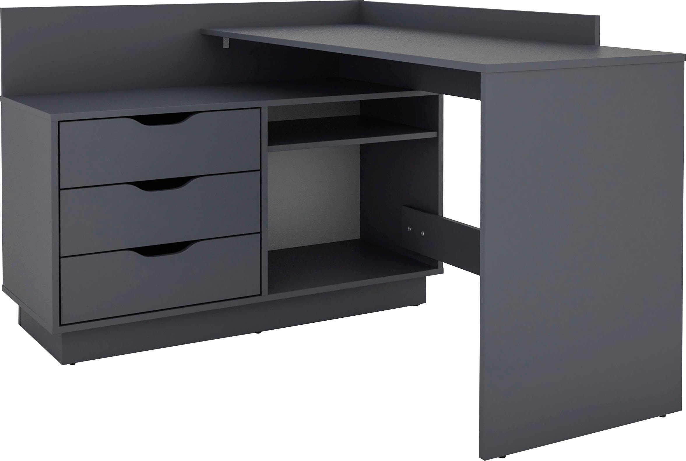 byLIVING Hoekbureau Bern met veel opbergruimte, breedte 129 cm, rechts of links monteerbaar