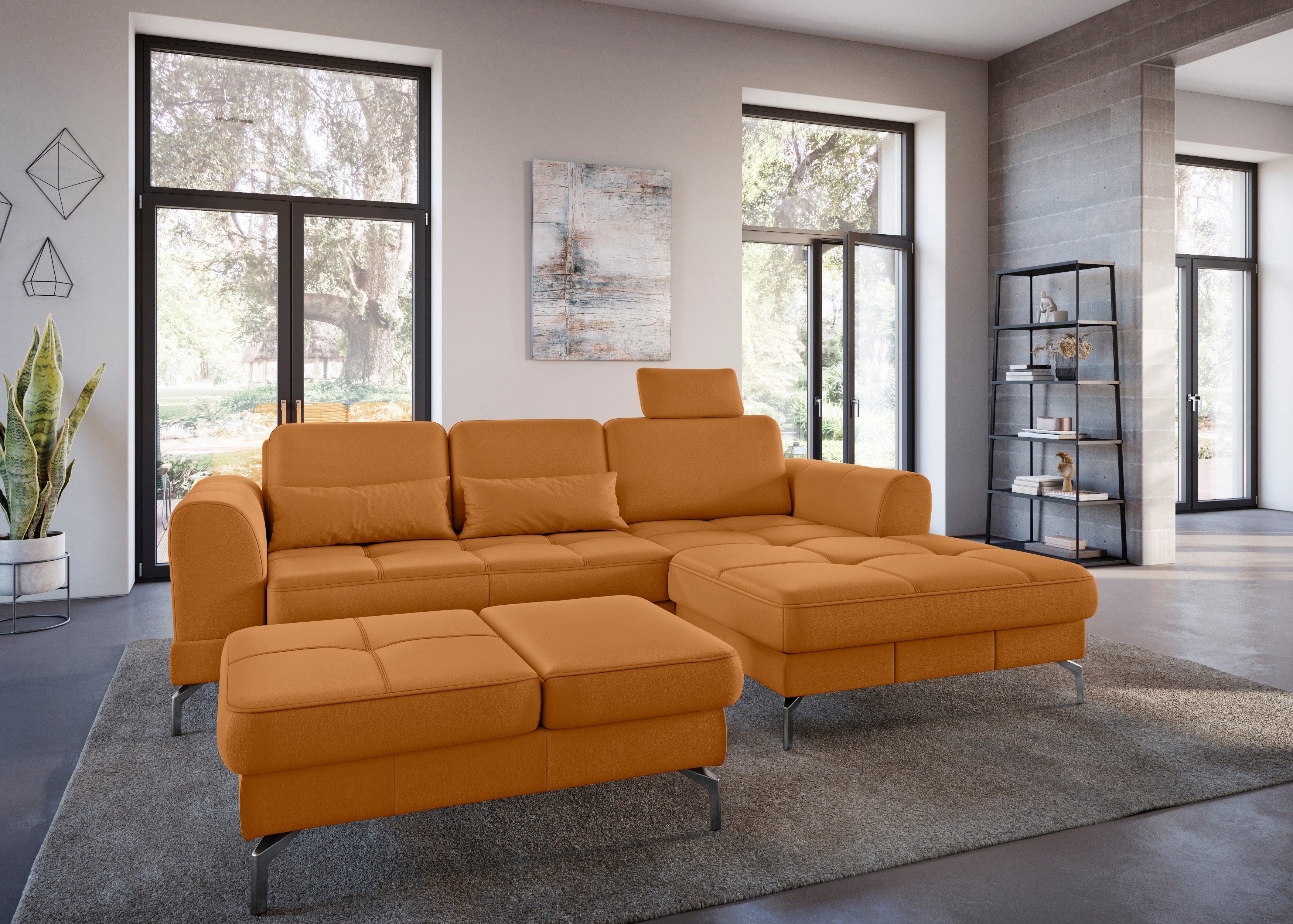 sit&more Hoekbank Bendigo L-vorm inclusief zitdiepteverstelling, bodemvrijheid 15 cm, 2 pootkleuren