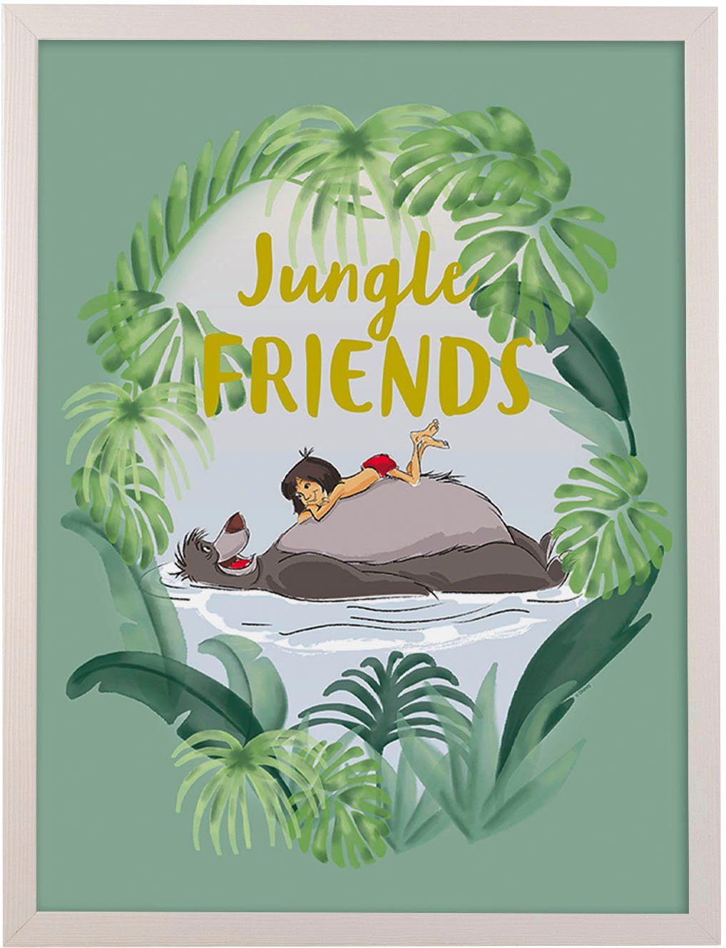 Komar Artprint met lijst Fotolijstje hout white met artprint "Jungle Book Friends" als set (1 stuk)