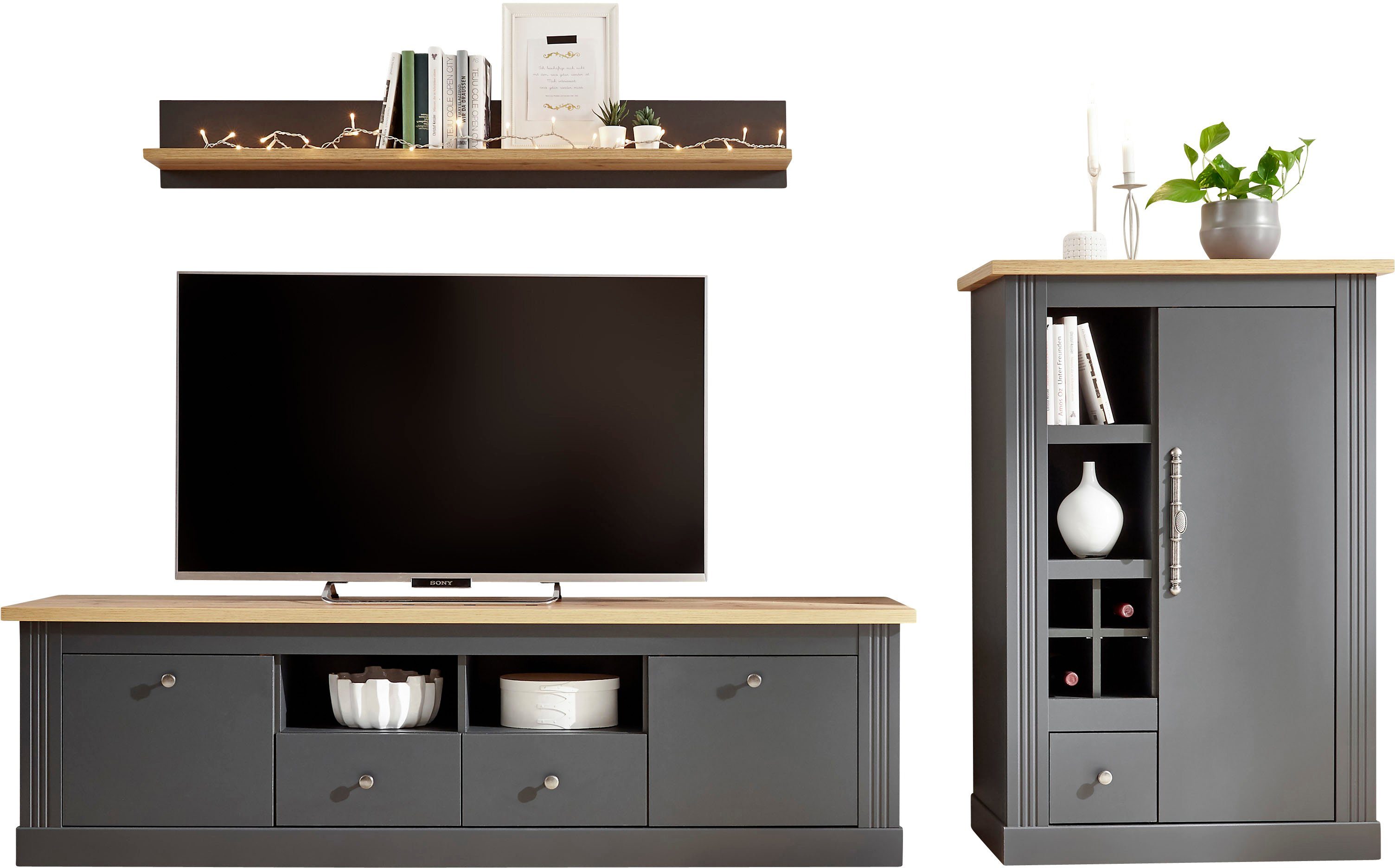 Home affaire Wandmeubel Westminster in romantische landelijke stijl (set, 3-delig)