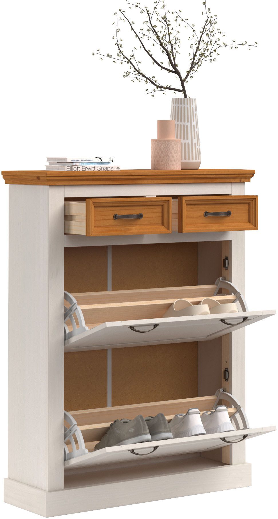 Home affaire Schoenenkast Selma met 2 kleppen en 2 lades, breedte 90 cm
