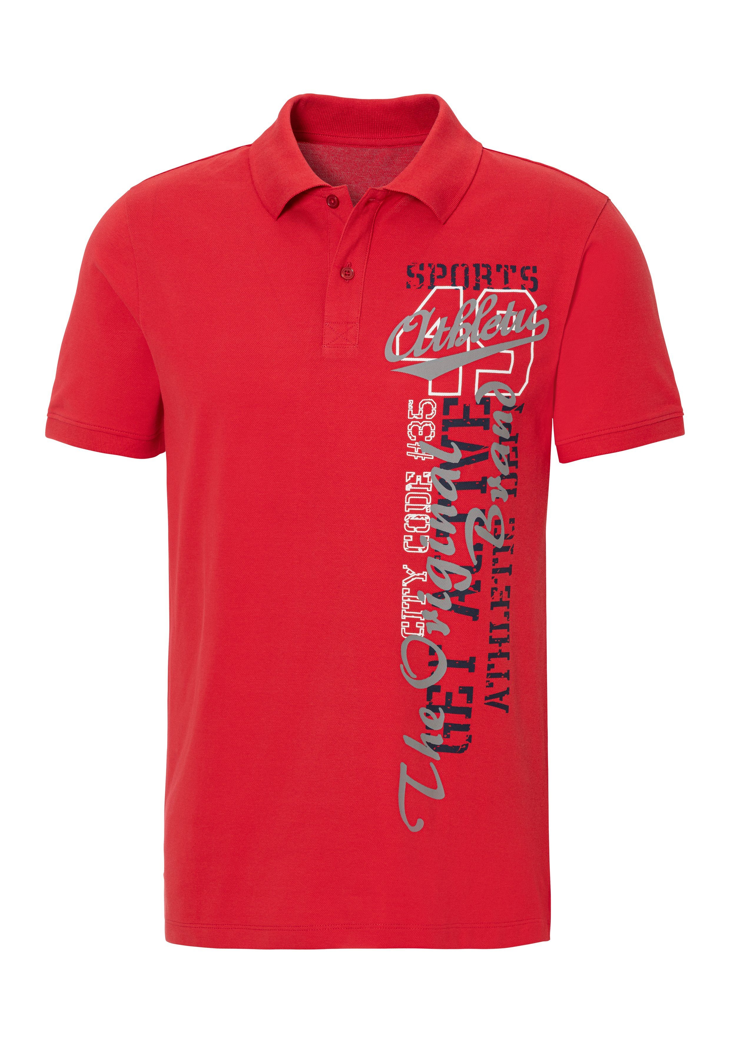 John Devin Poloshirt met grote print aan de voorkant van katoen-piqué