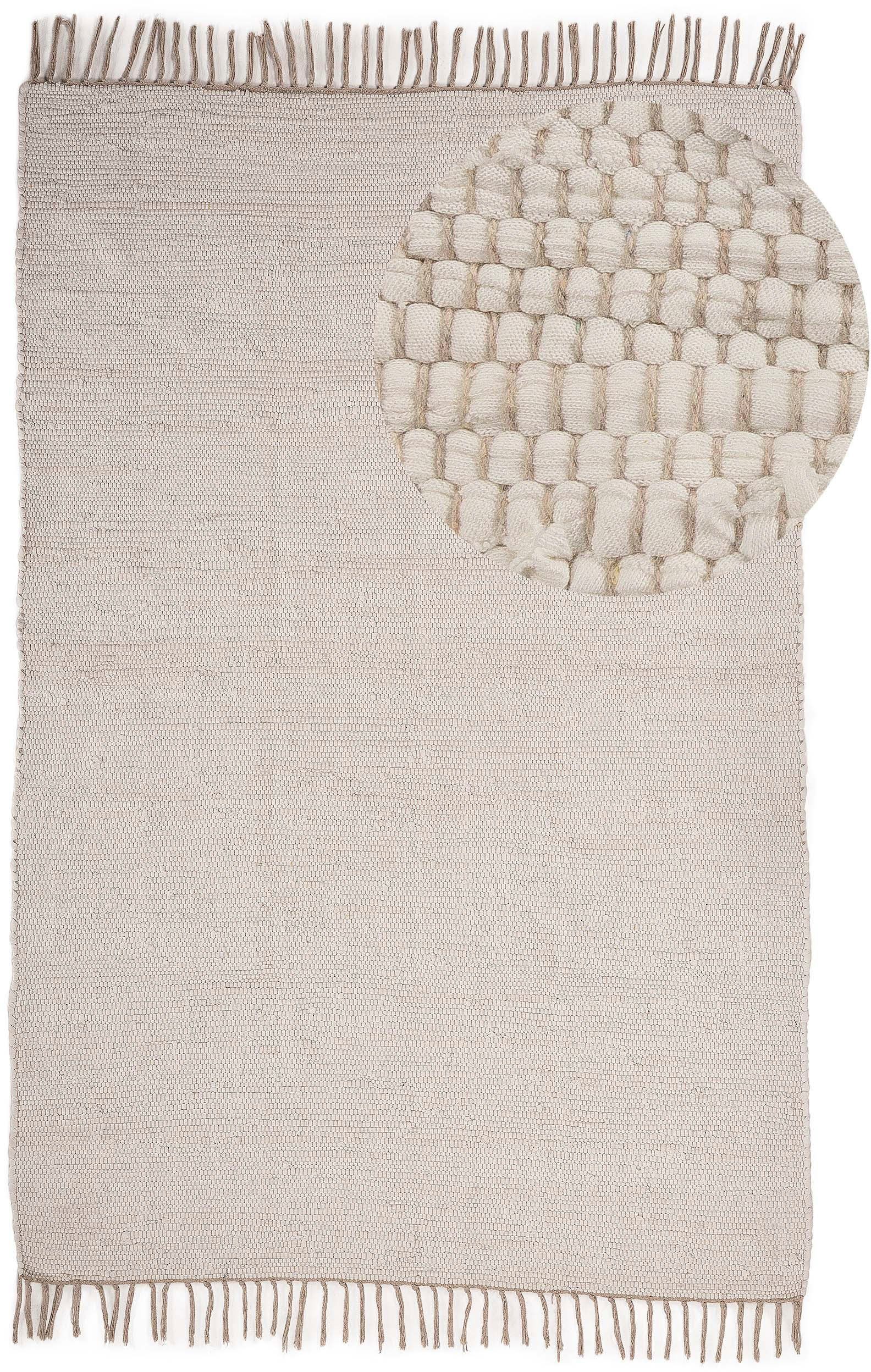 my home Vloerkleed Handgeweven uni, omkeerbaar tapijt Patchwork vloerkleed, puur katoen, handgeweven, effen, met franjes moderne vloerkleden maat 160