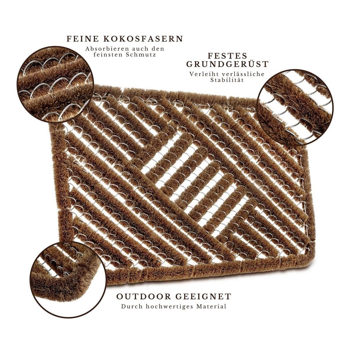 HANSE Home Mat Grid Brushes Mat, deurmat Raster, robuust, borstels, binnen, buiten, vuilafstotend, weerbestendig