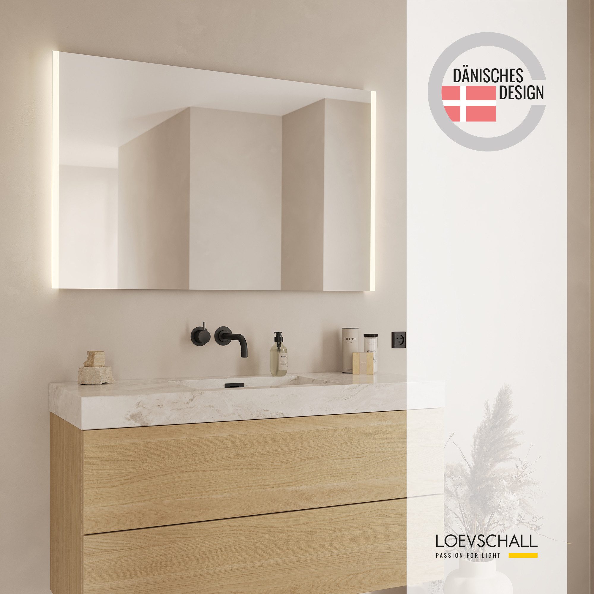 Loevschall Badspiegel Lago, spiegel bundel inclusief make-up spiegel, badkamer spiegel