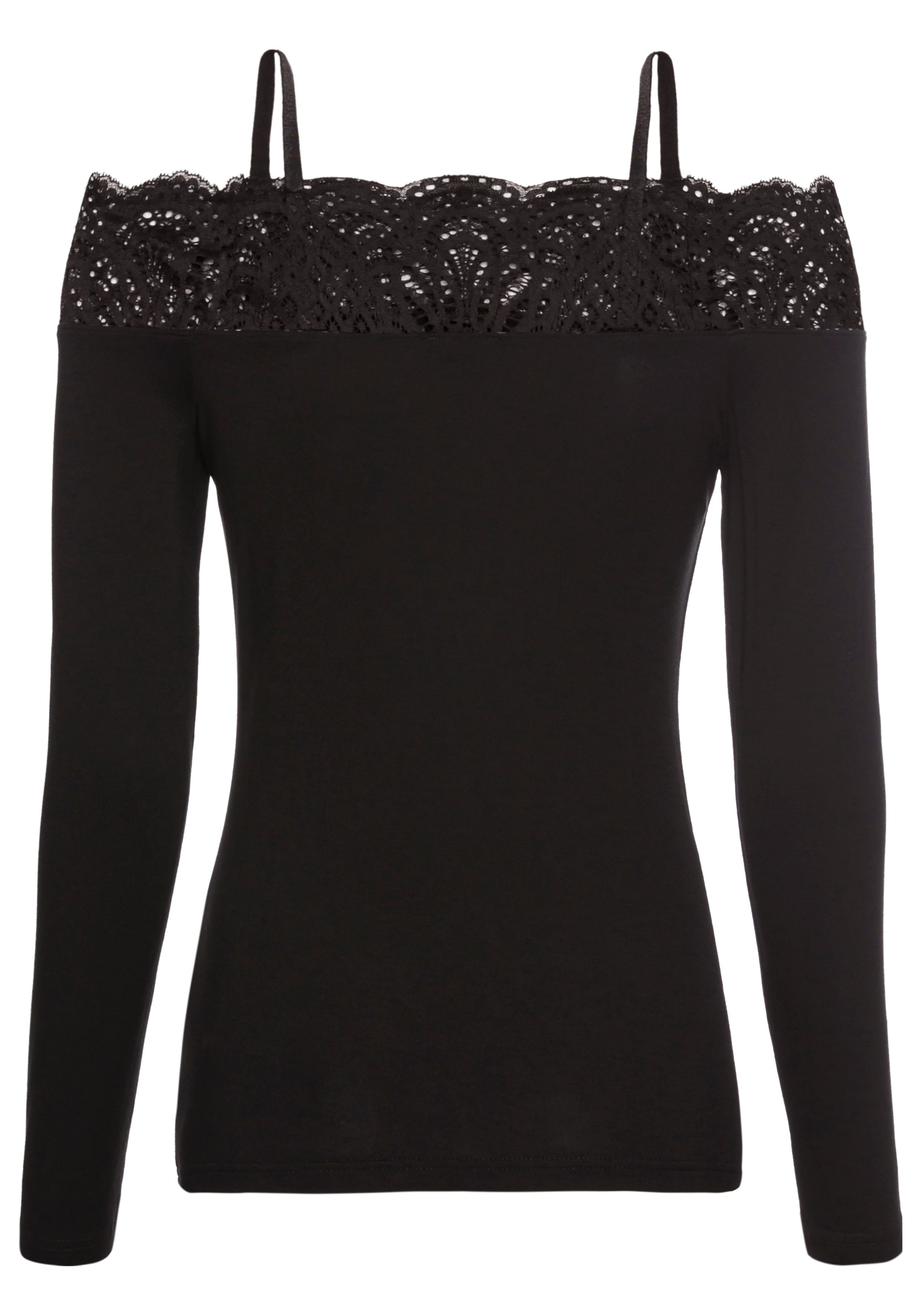 Laura Scott Kanten shirt met modieuze carmenhals