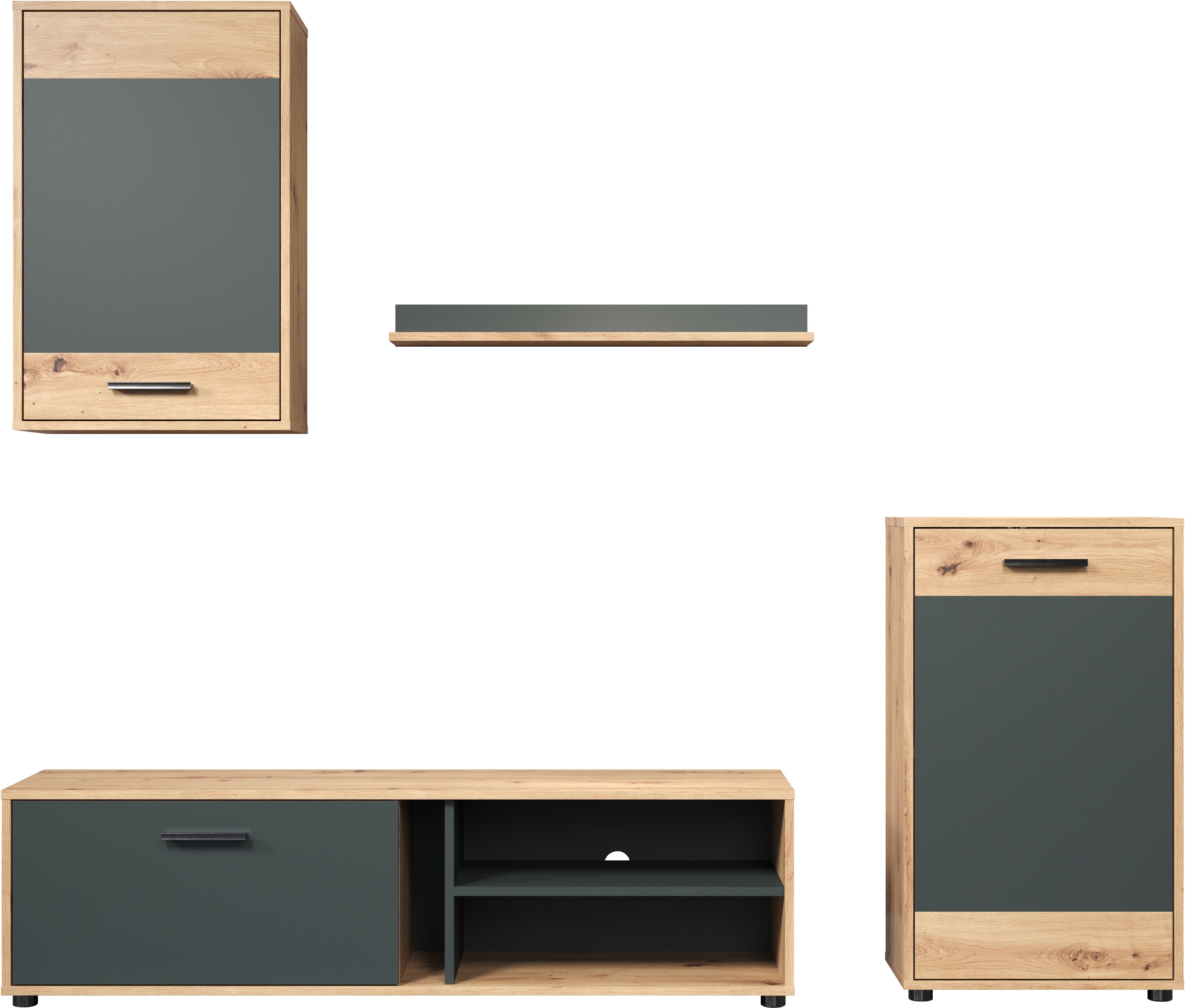 INOSIGN Wandmeubel Valetta incl. lowboard, hangkast, wandplank en highboard (complete set, 4-delig)