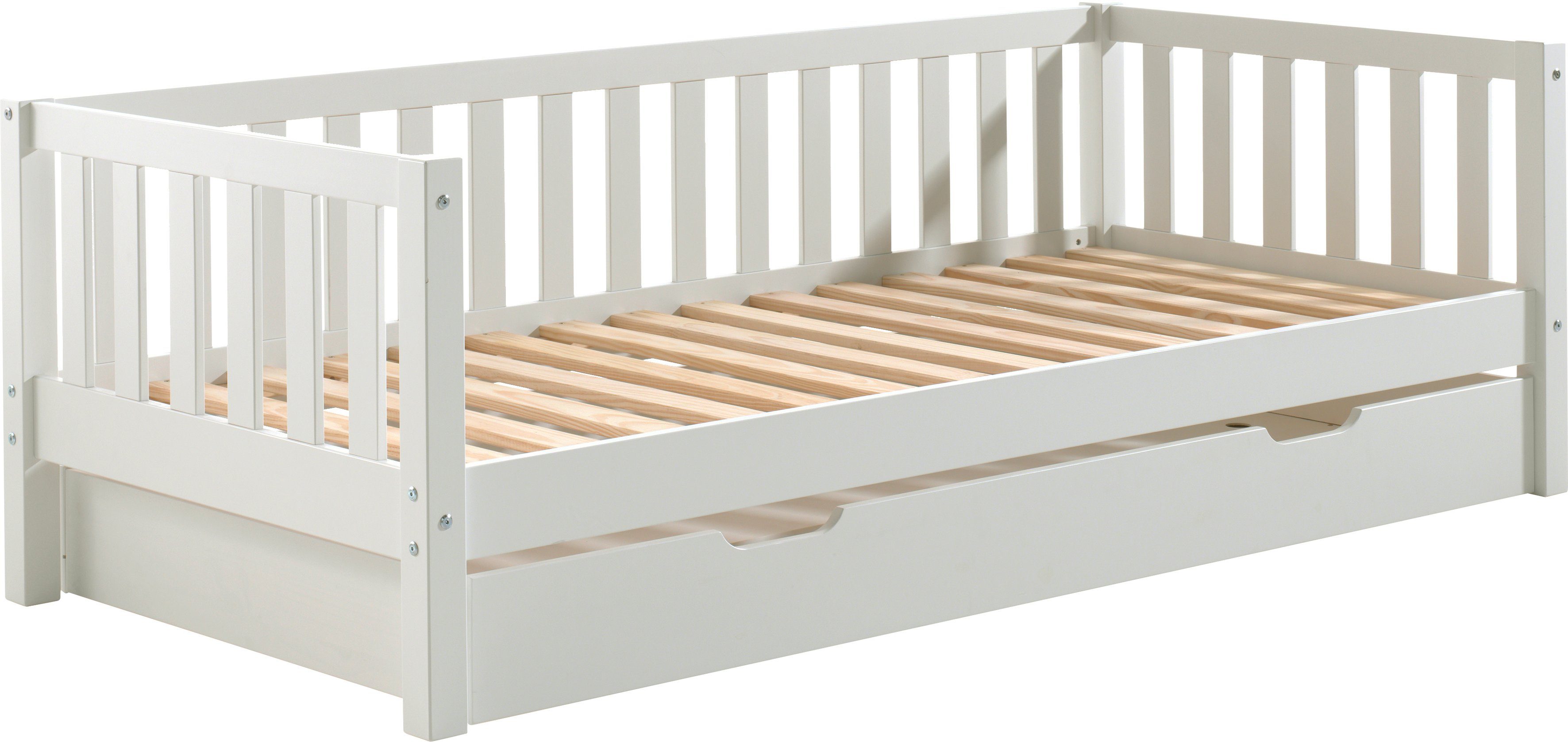 Vipack 1-persoonsledikant Spijlen, ligoppervlak 90x200 cm, in Milky pine of wit eenpersoonsbedden wit