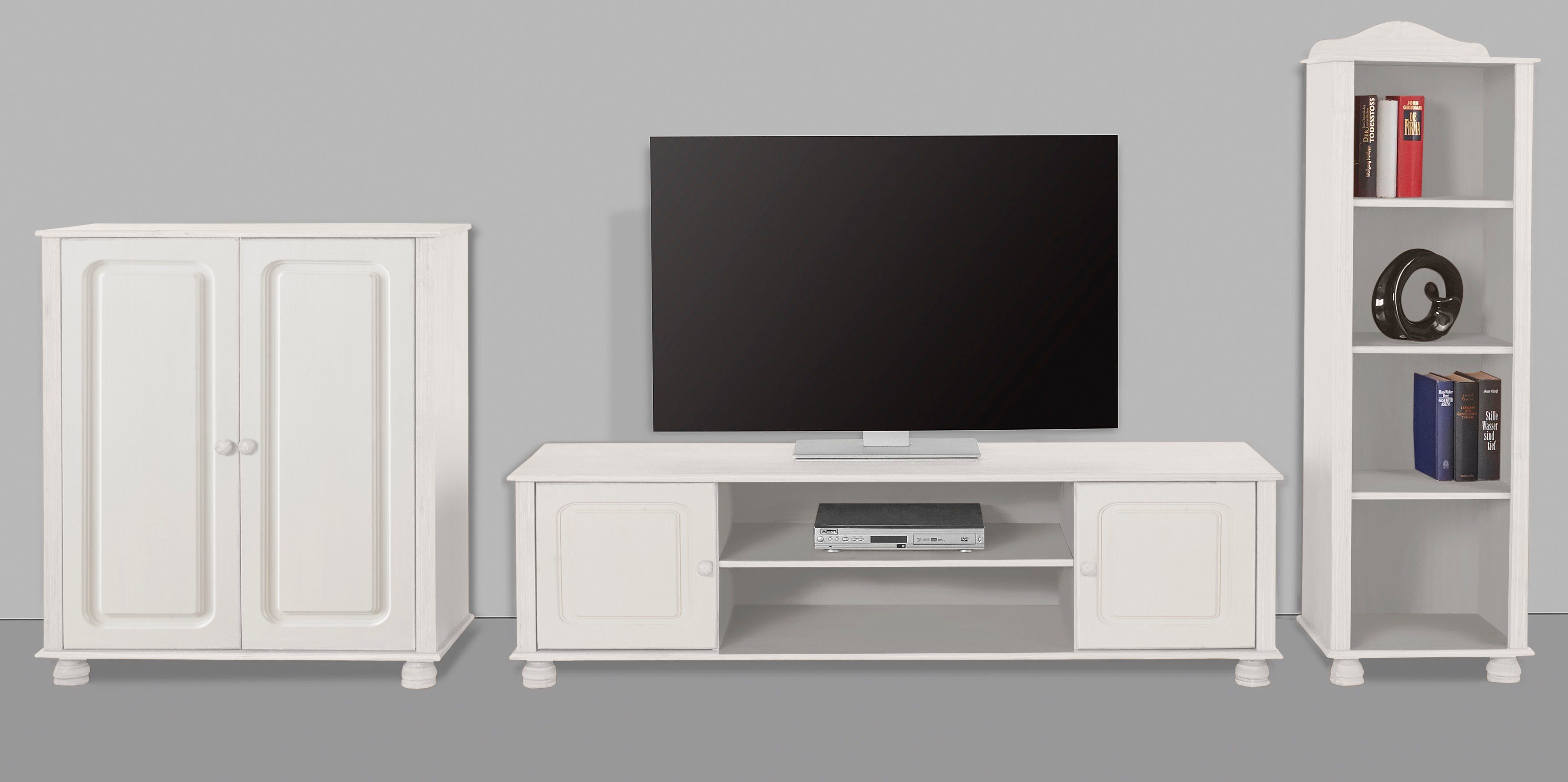 Home affaire Wandmeubel Mette 1 halfhoge kast, 1 boekenkast en 1 tv-meubel zonder wandboard (3-delig)