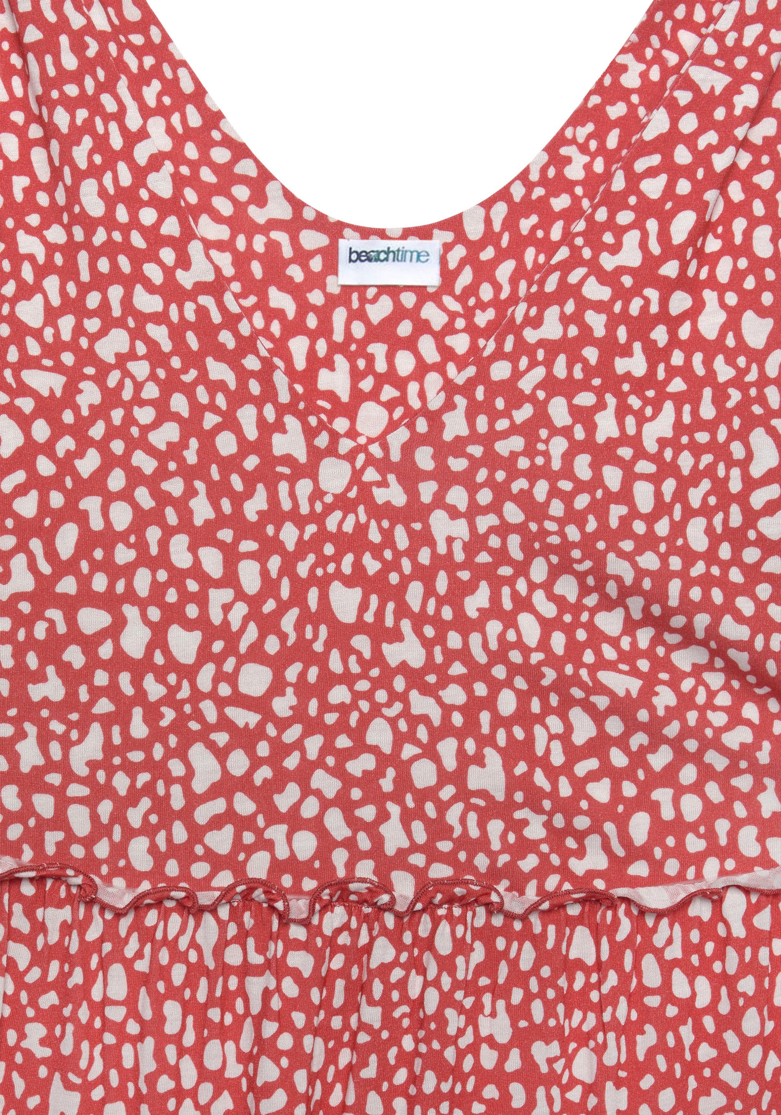 Beachtime Gedessineerde jurk met modieuze volants, losse pasvorm, zomerjurk, strandjurk