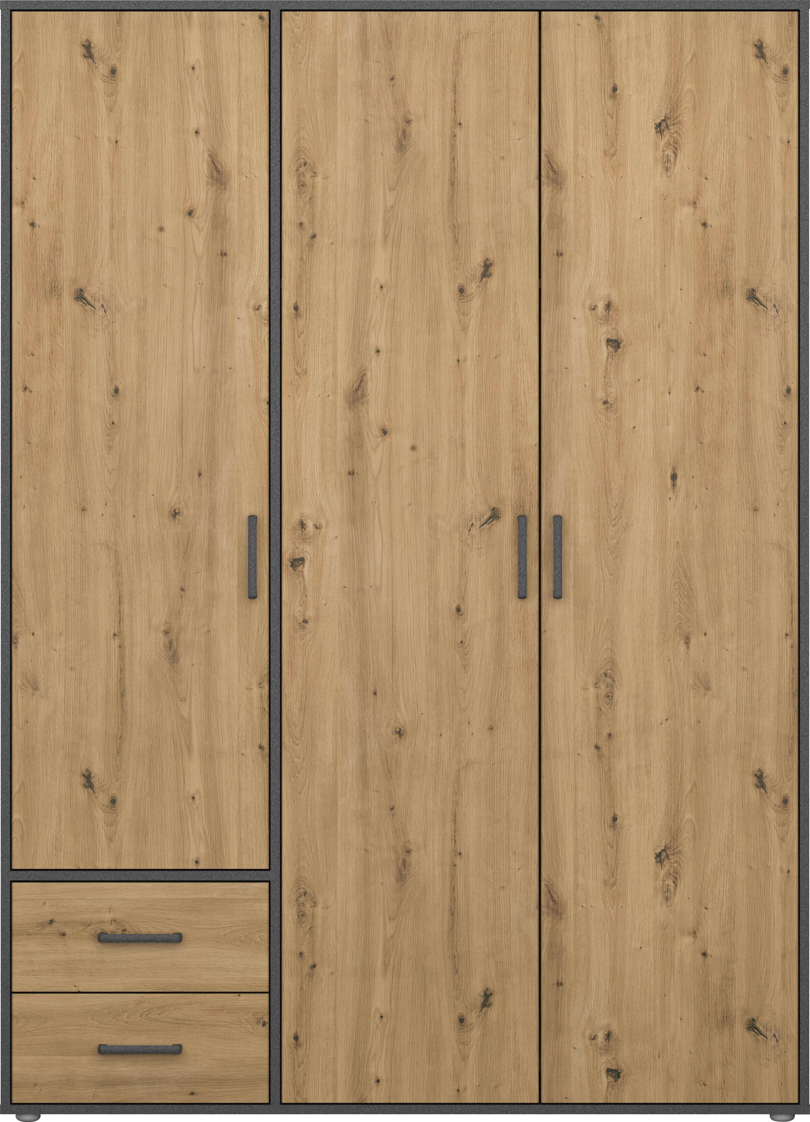 rauch Draaideurkast Kledingkast kast garderobe linnenkast VOYAGER moderne grepen in grijs metallic met buitenlades made in germany