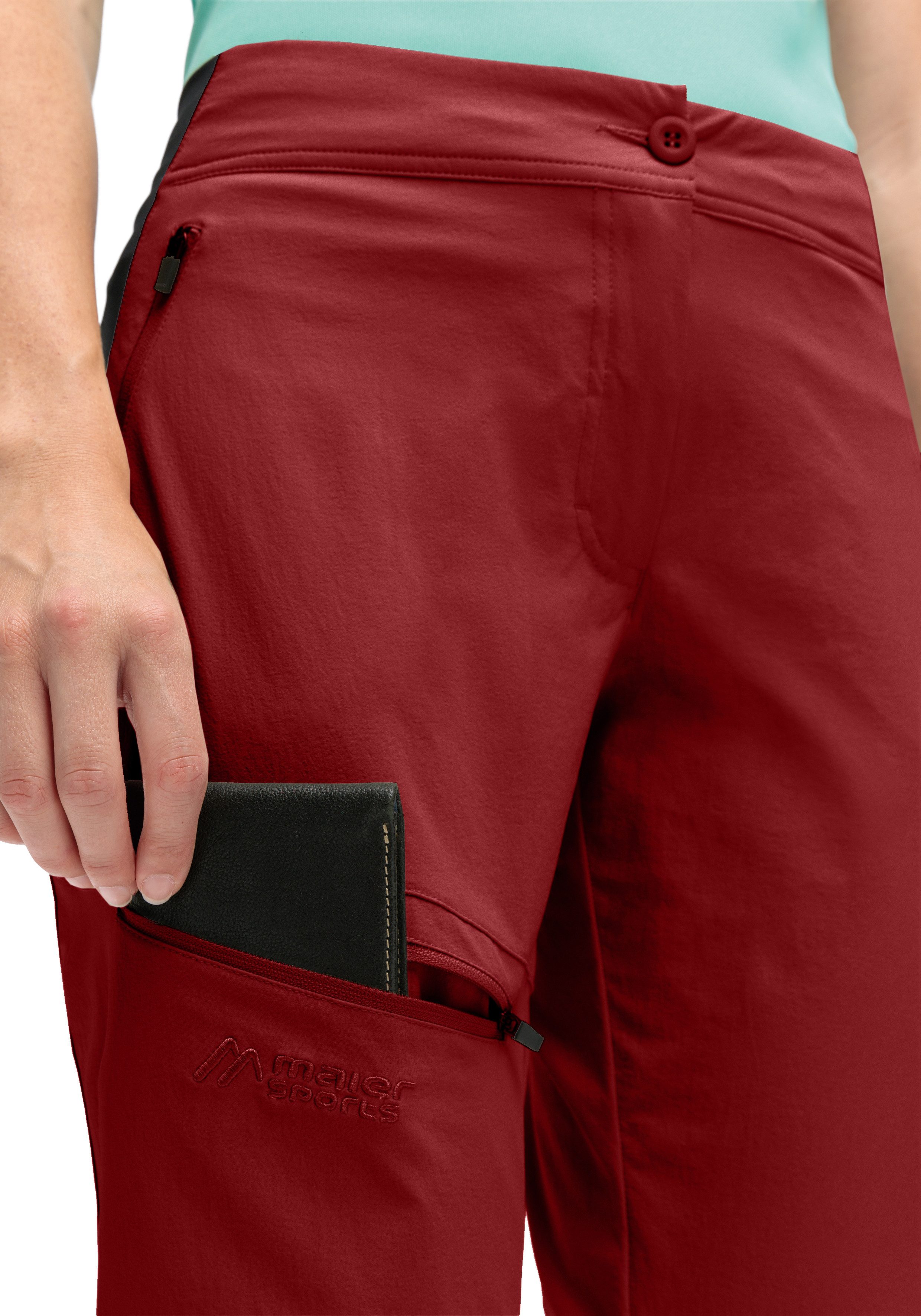Maier Sports Outdoorbroek Inara slim Vario Dames wandelbroek, functionele broek met variabele tailleband en 4 zakken, slim fit