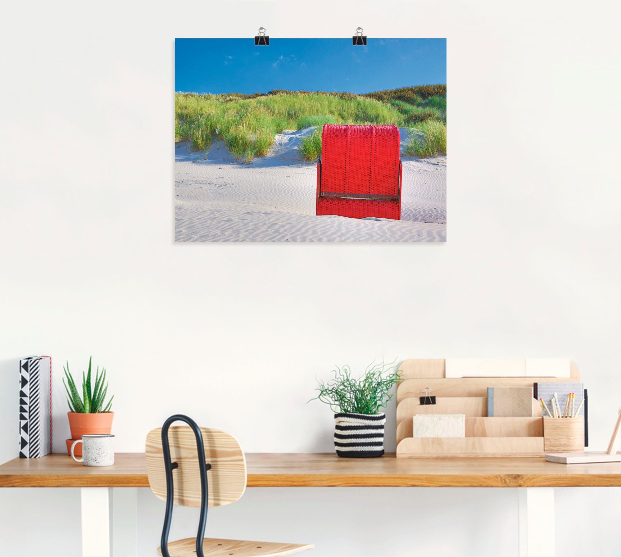 Artland Artprint Rode strandstoel als artprint op linnen, muursticker of poster in verschillende maten
