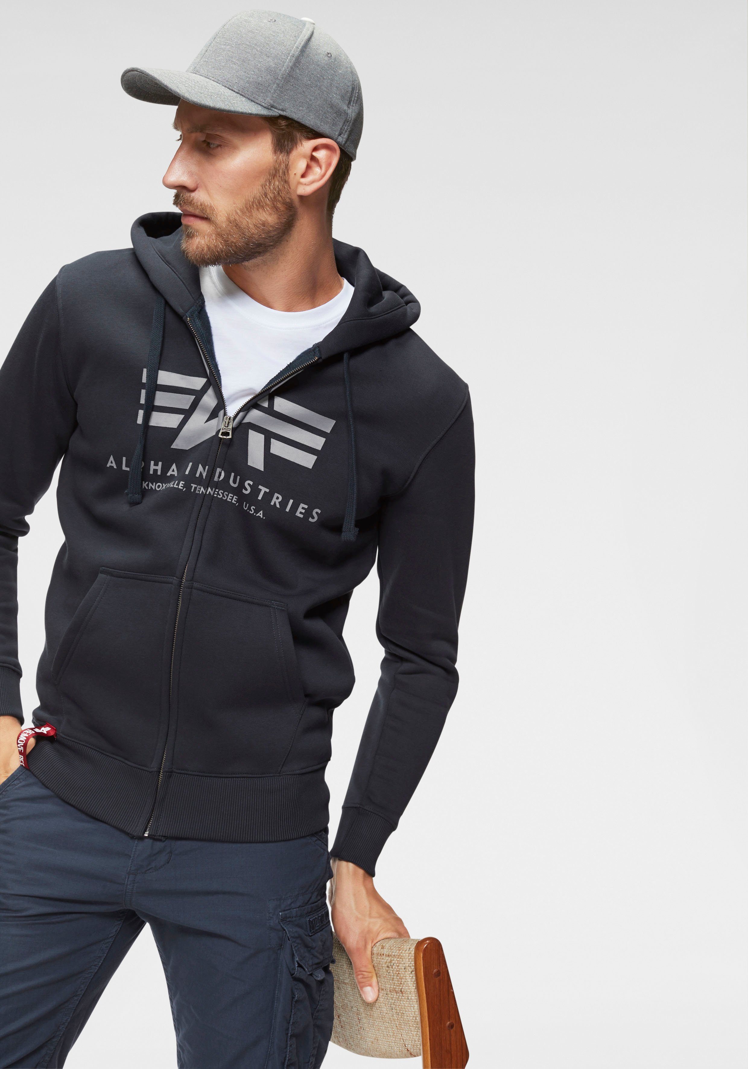 Alpha Industries Capuchonsweatvest BASIC ZIP HOODY heren sweatvesten maat M blauw