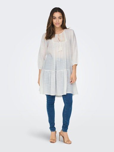 Only Tuniekjurk ONLVINNIE LIFE 3/4 LACE TUNIC WVN NOOS kan worden gedragen als mini jurk of tuniekblouse