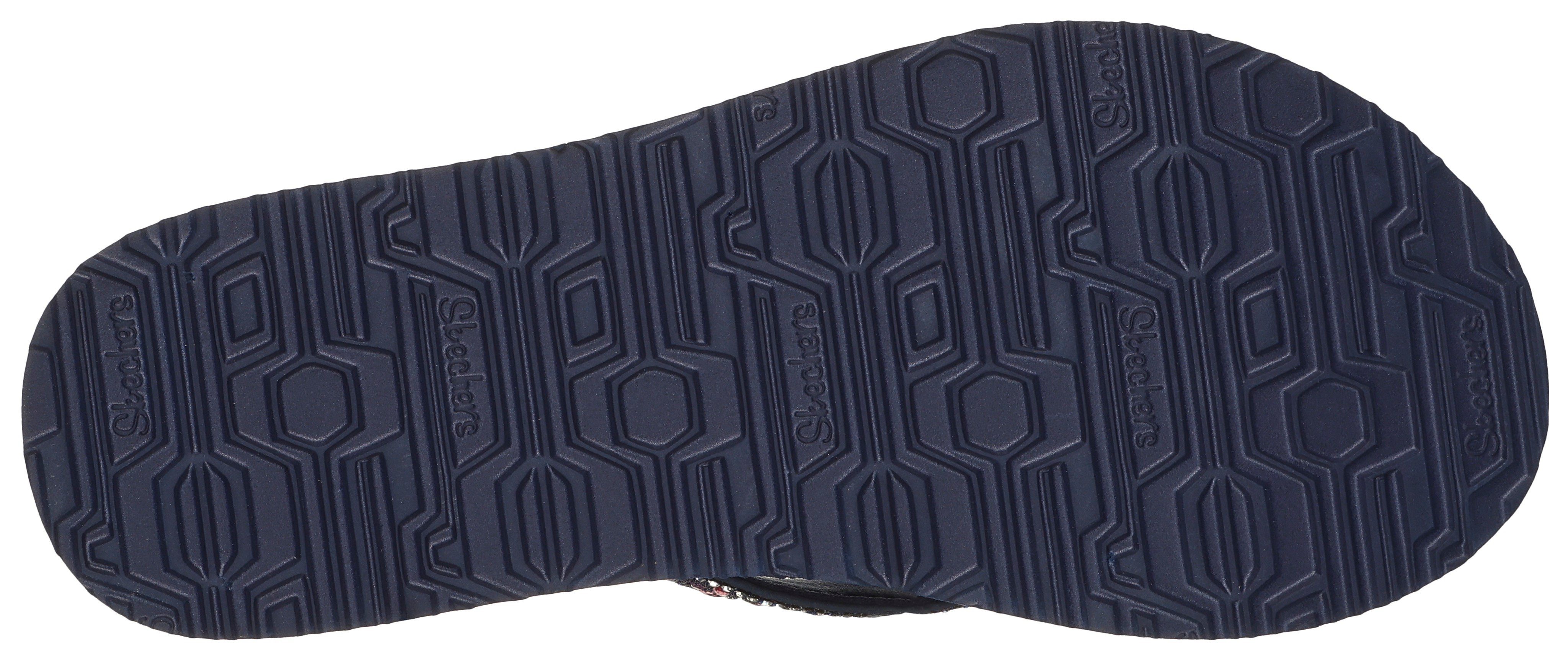 Skechers Teenslippers MEDITATION-BUTTERFLY GARDEN , zomerschoen, slippers, poolslides met fonkelende glittersteentjes