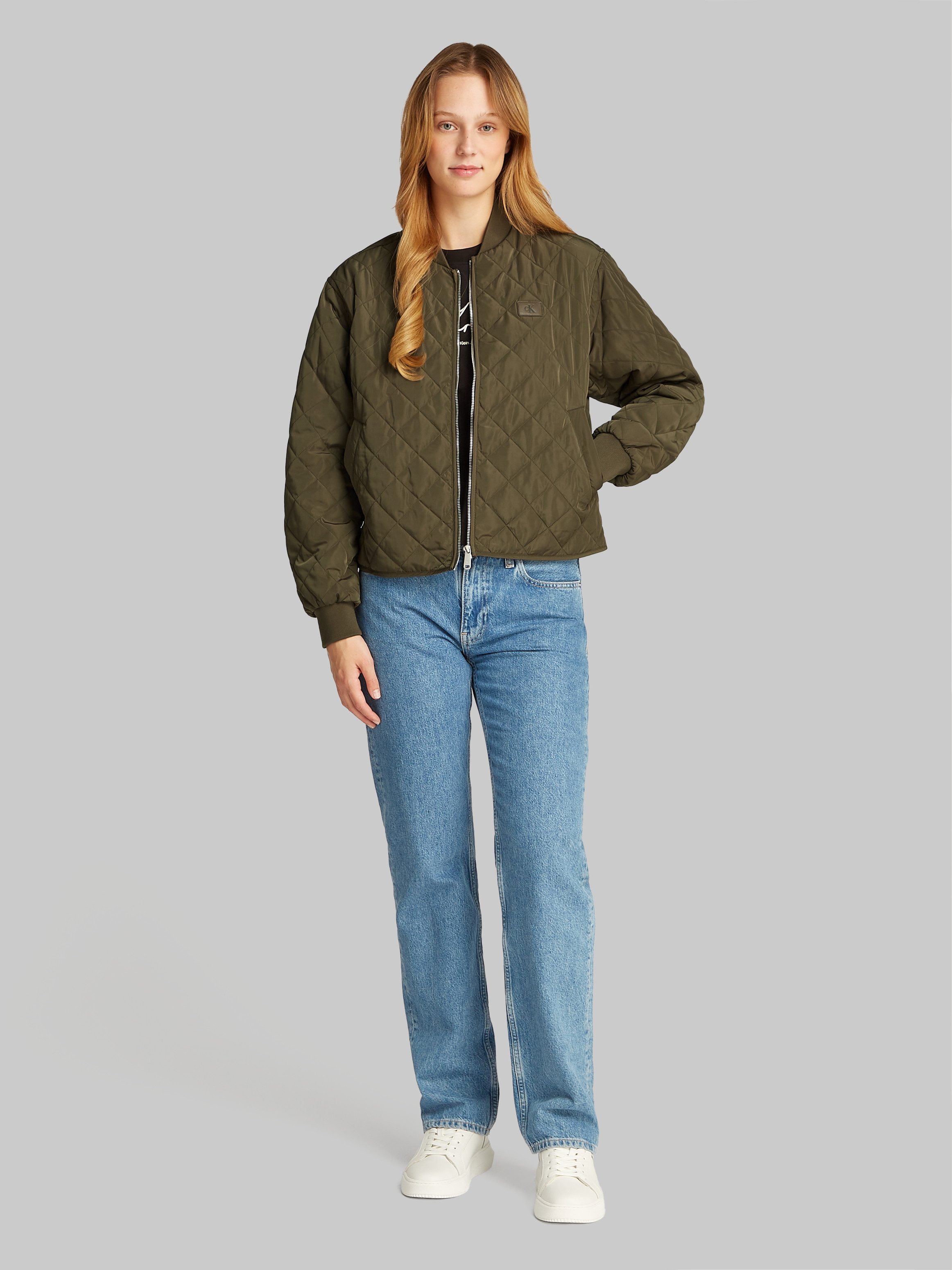 Calvin Klein Bomberjack LW QUILTED JACKET met logoprint met steppatroon