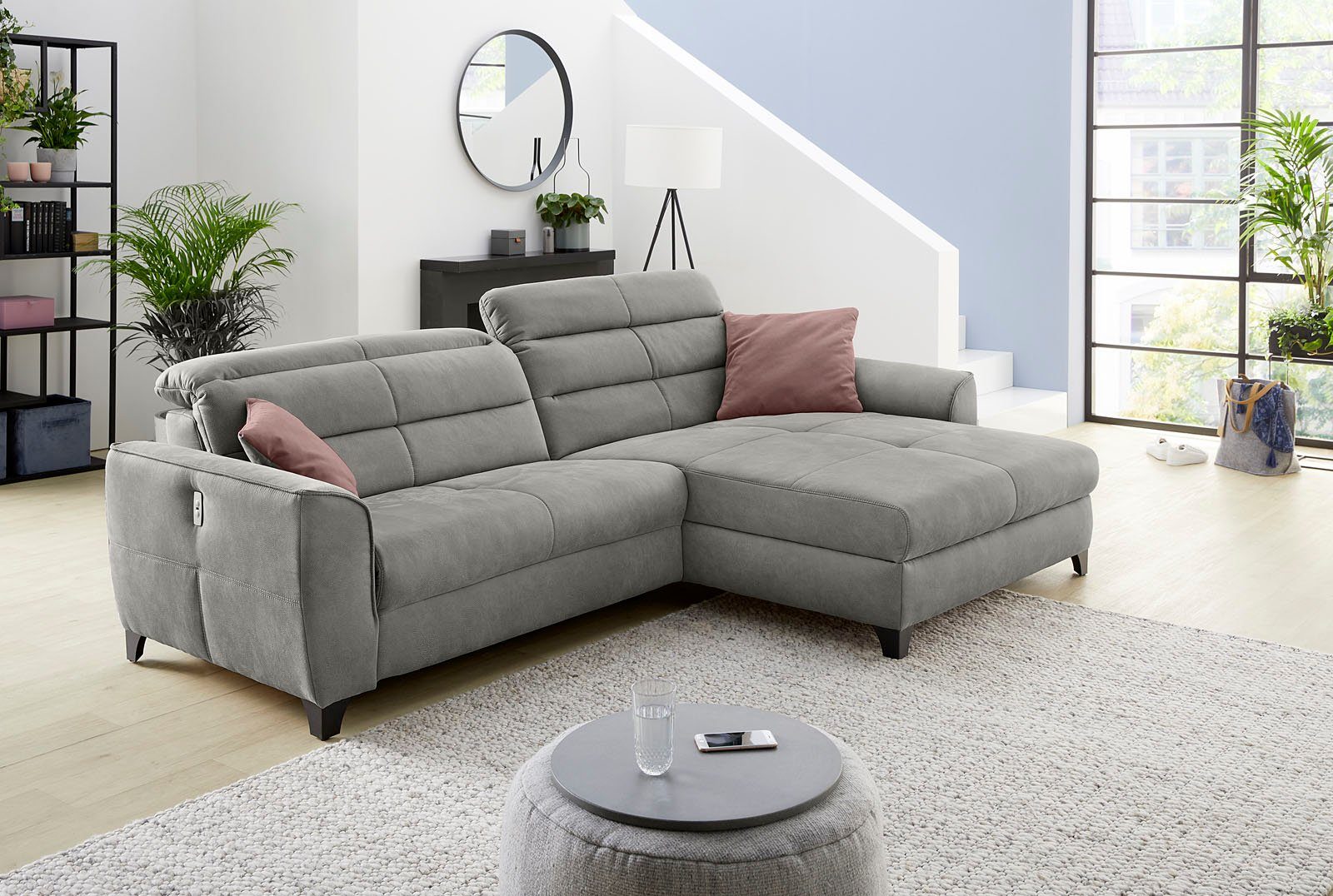 Jockenhöfer Gruppe Hoekbank Double One L-vorm met 2 x 120 cm brede, elektrisch verstelbare relaxfuncties