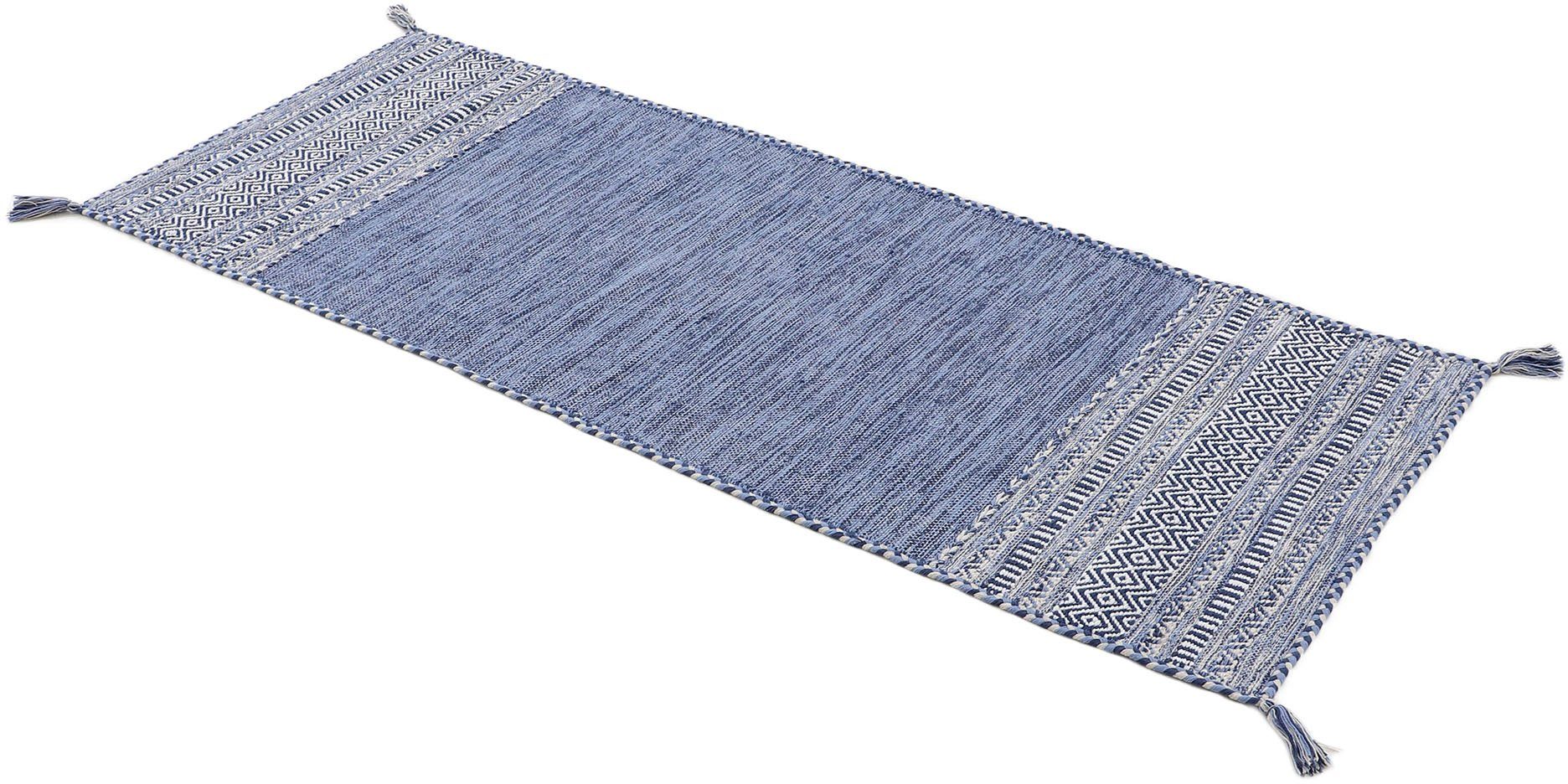carpetfine Vloerkleed Kelim Azizi Katoenen, tweezijdig te gebruiken kleed met franje, woonkamer