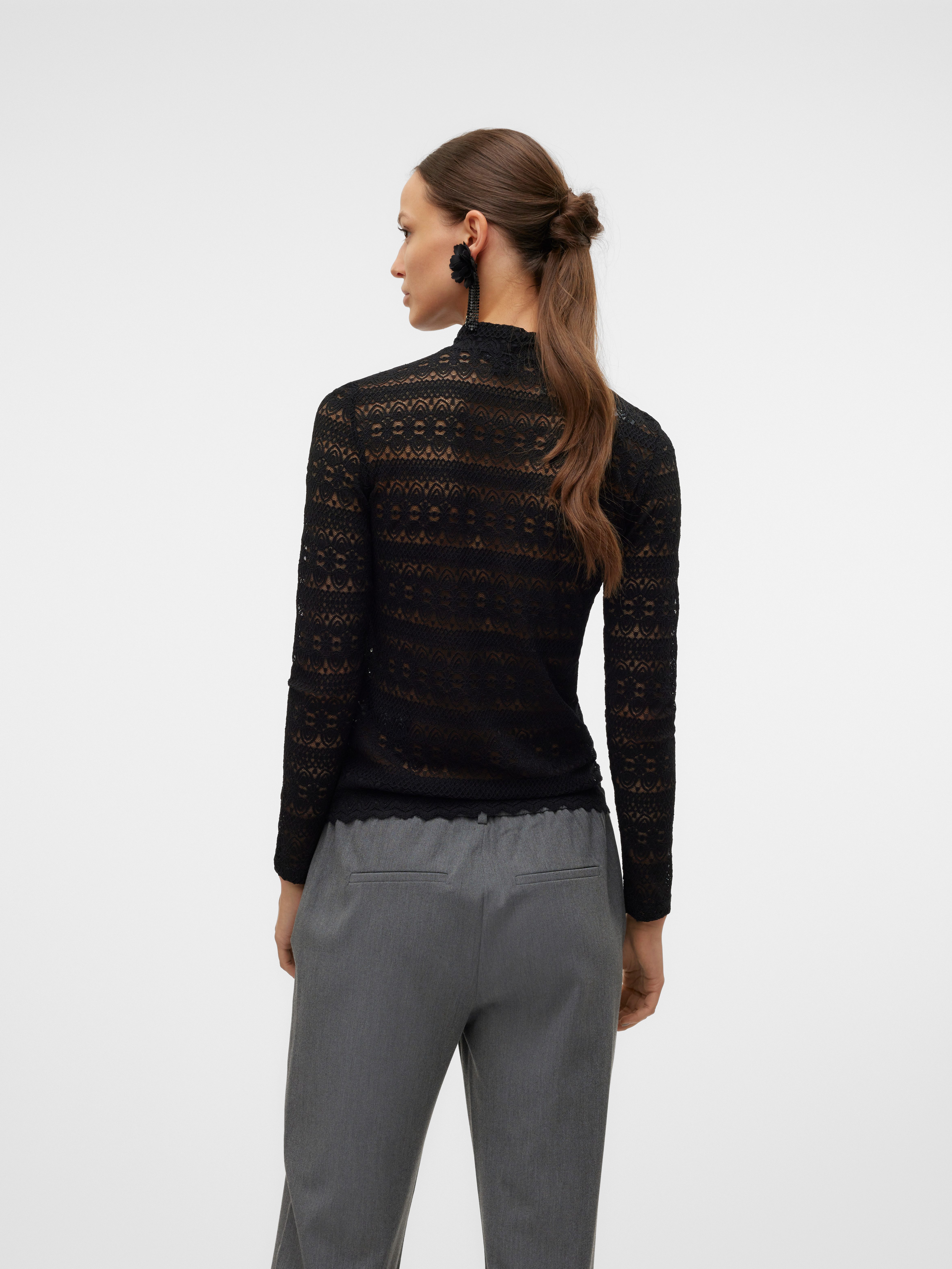 Vero Moda Shirt met lange mouwen VMZOE LS LACE HIGH NECK TOP JRS NOOS