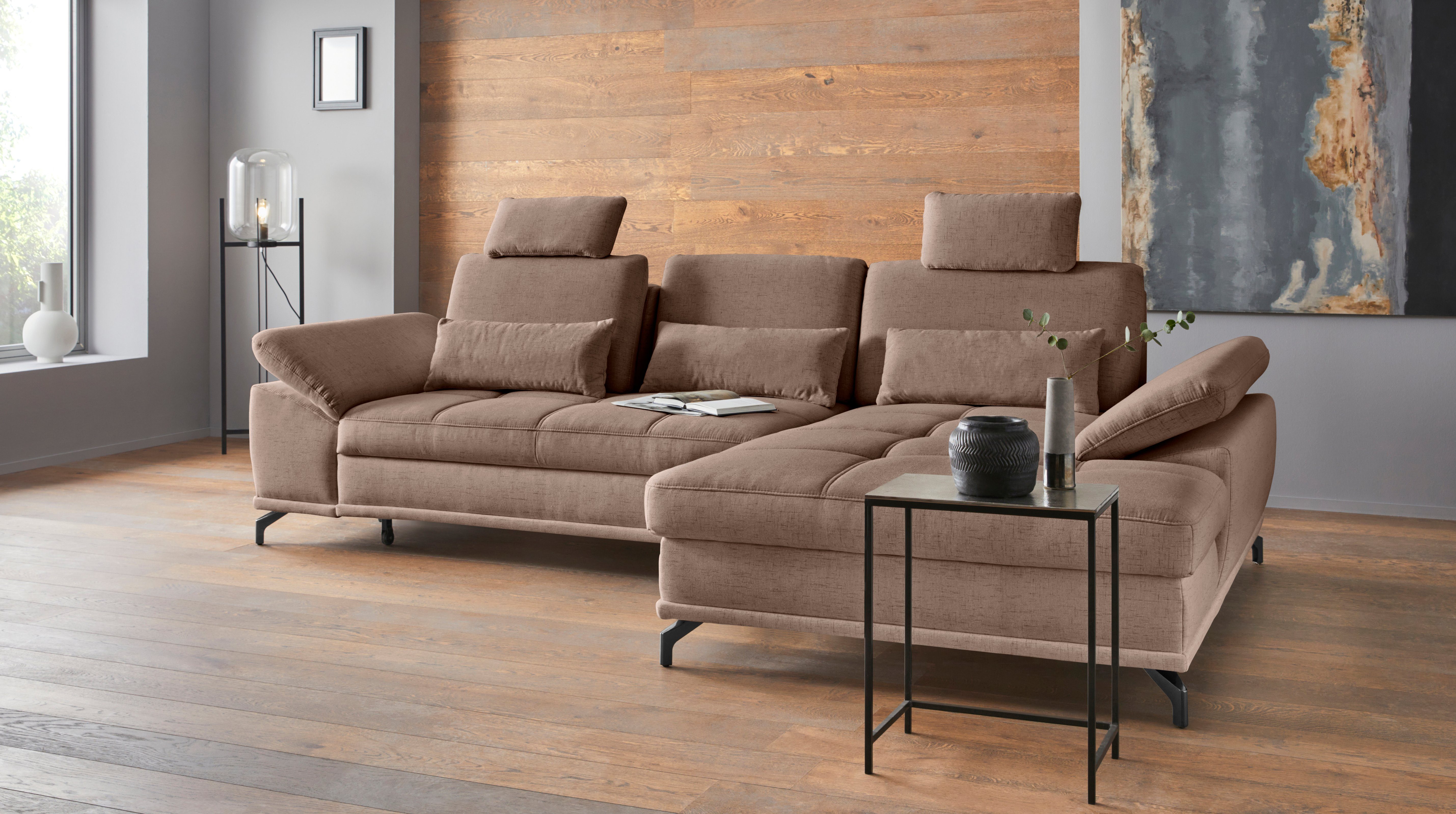 Places of Style Hoekbank Costello L-vorm, met zitdiepteverstelling, armleuningverstelling en