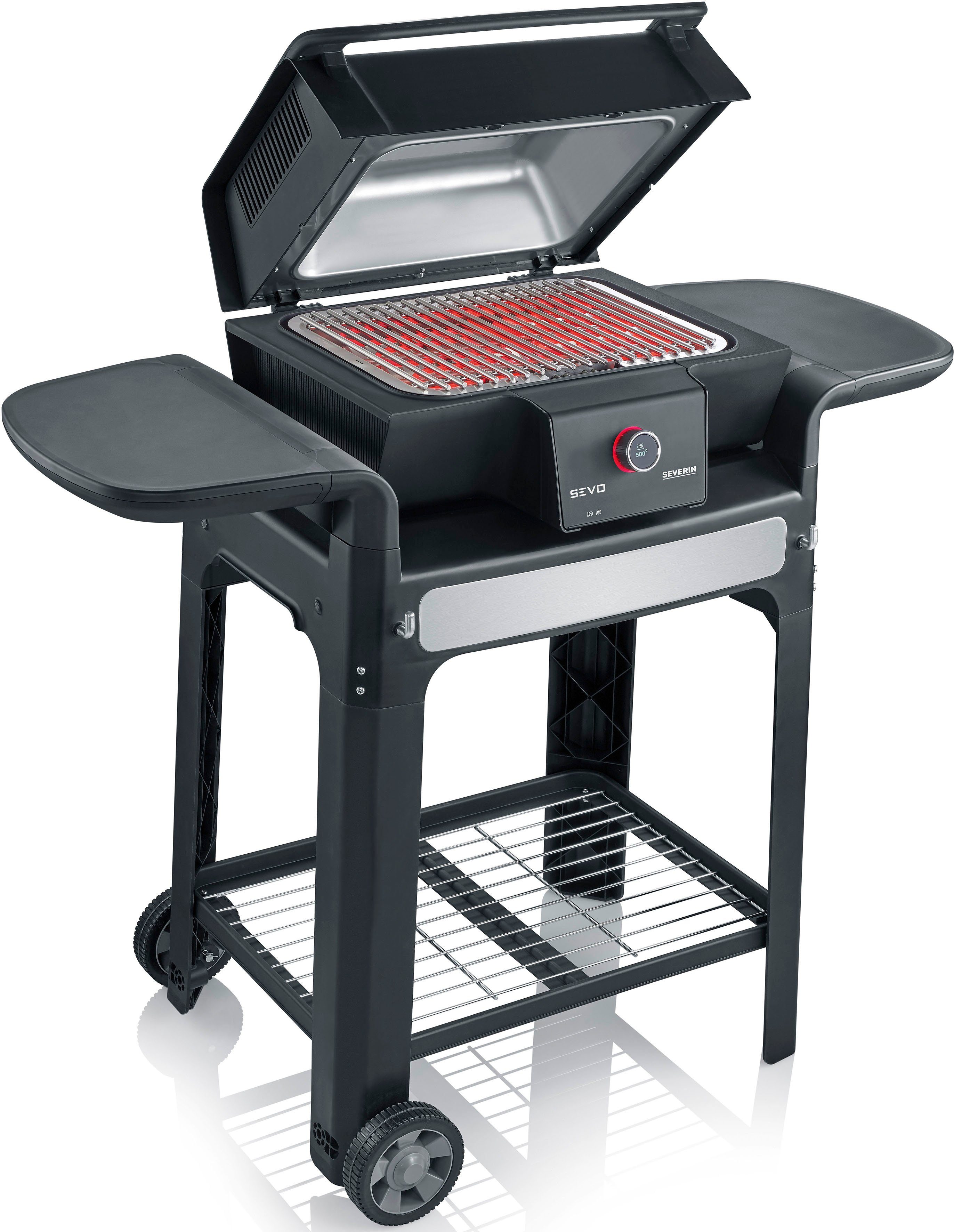 Severin Staande elektrische barbecue SEVO GTS PG 8107 snelle start, safe touch-oppervlak, ook als tafelgrill te gebruiken