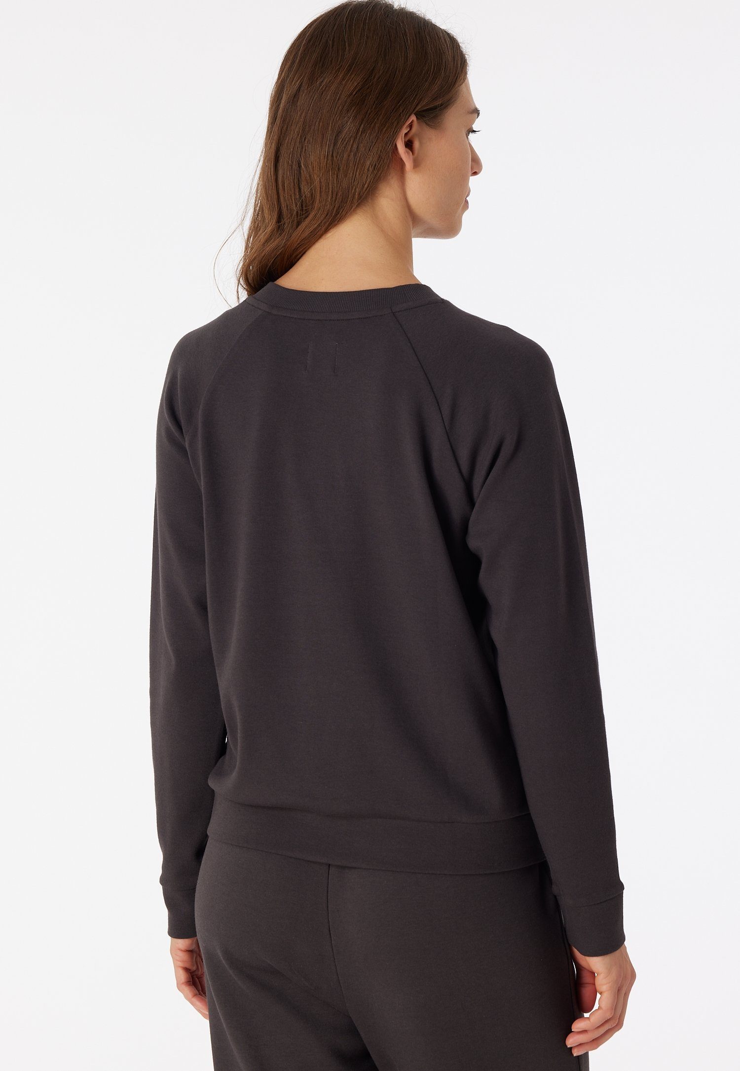 Schiesser Sweatshirt Mix+Relax met ribbelige halslijn met v-vormige inzet aan de voorkant (-)