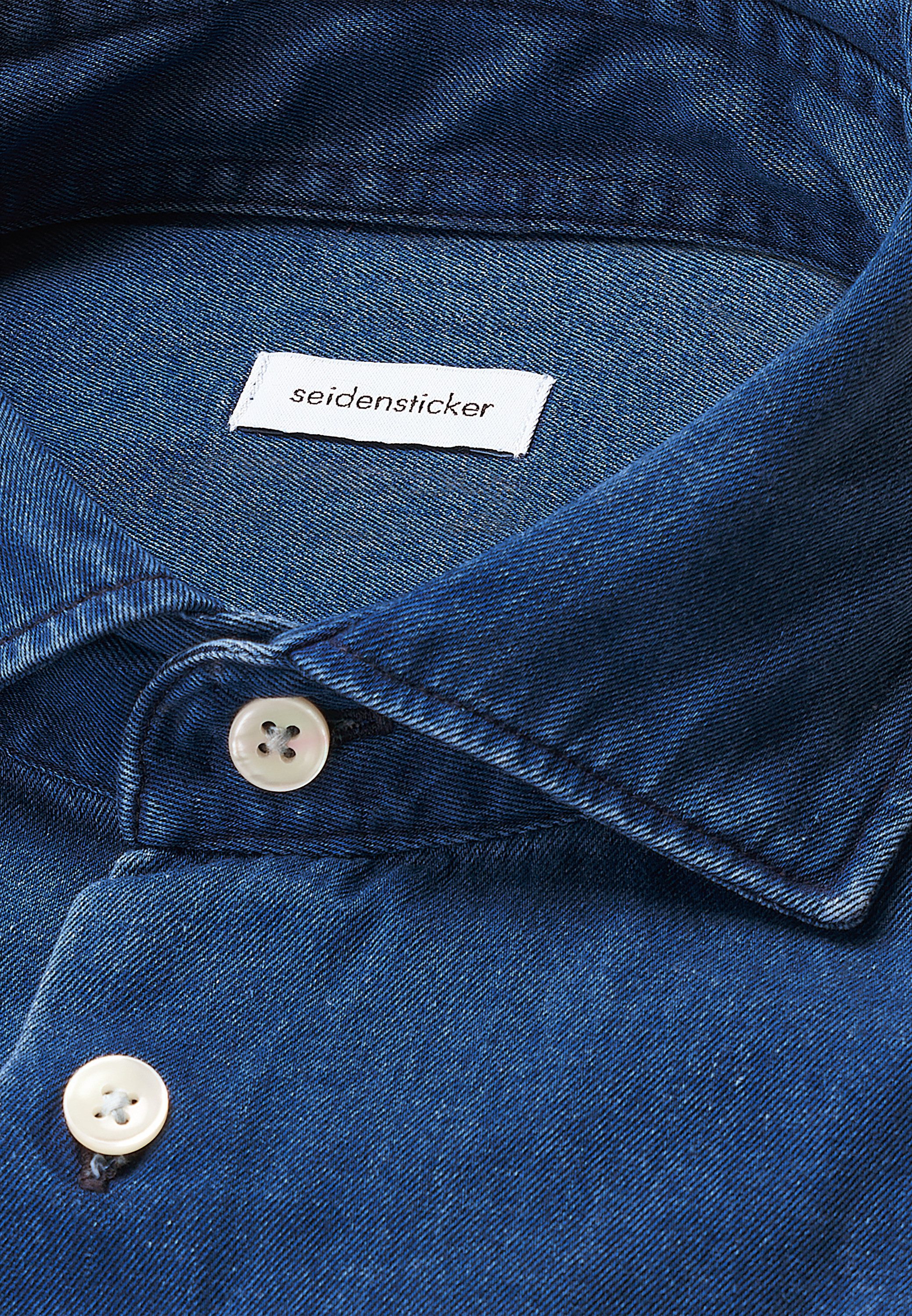 seidensticker Businessoverhemd Zwarte roos Regular 1/1 Kent kraag denim