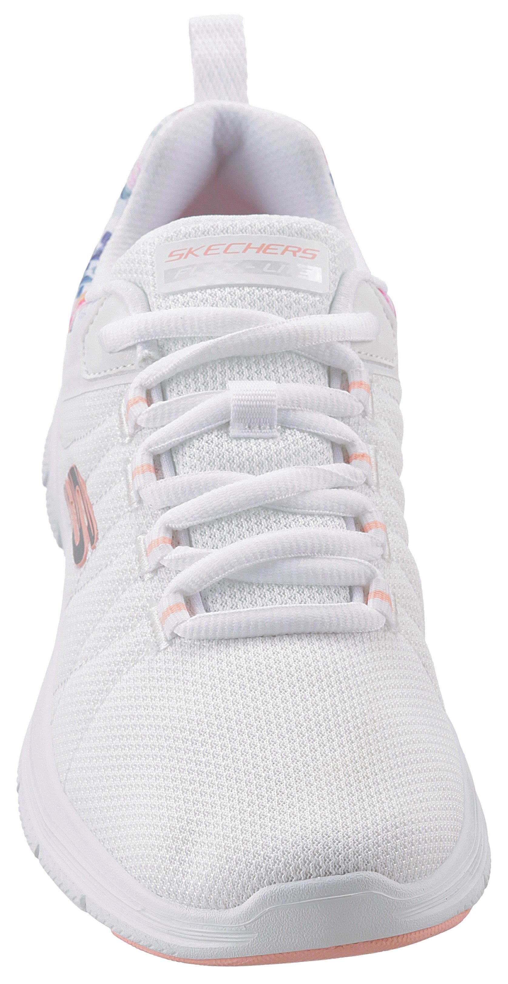 Skechers Sneakers FLEX APPEAL 4.0 LET IT BLOSSOM met bloeiprint op de hiel, vrijetijdsschoen, lage schoen, veterschoen