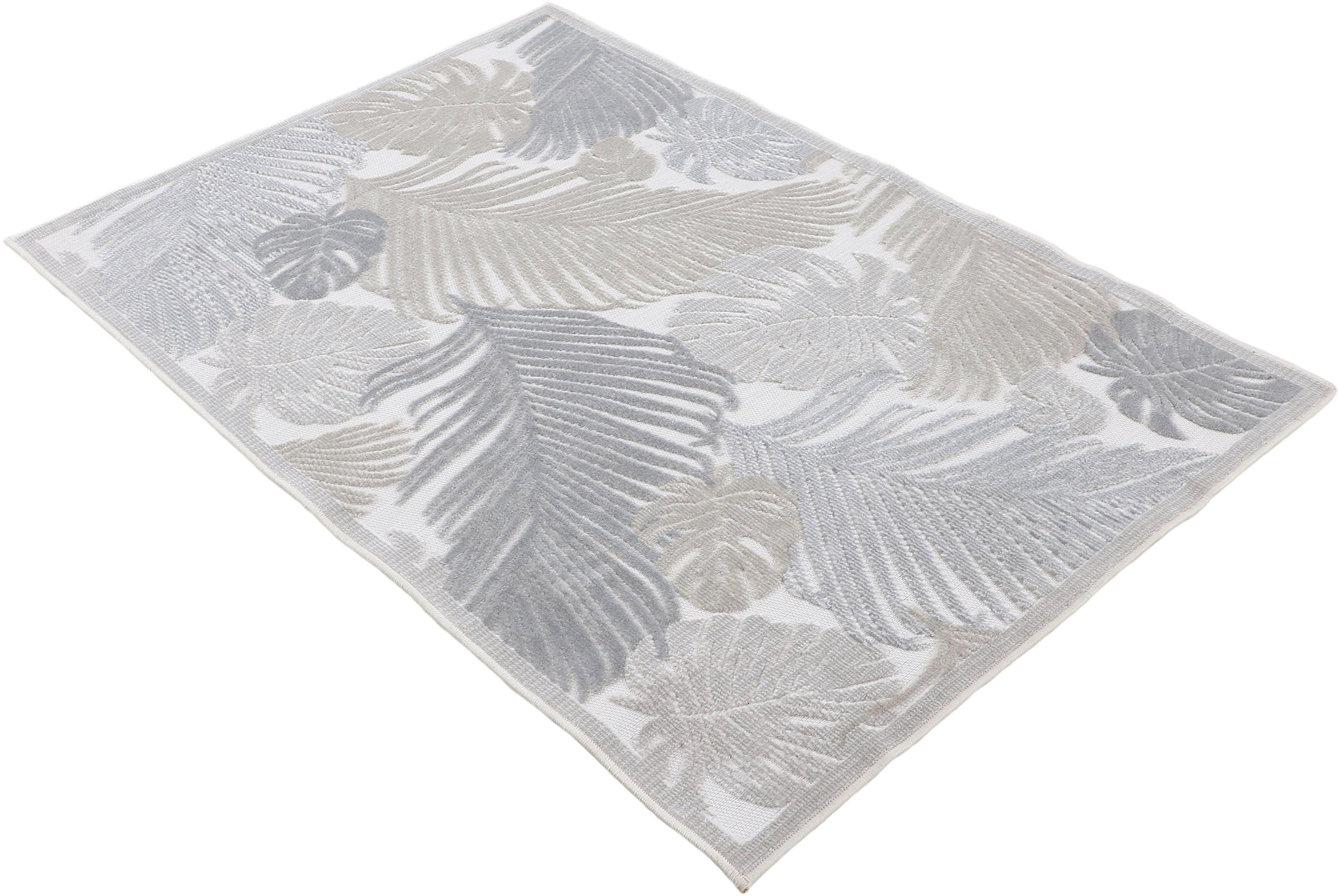 carpetfine Vloerkleed Deja 104 robust vlakweefsel, motief - florale palmbladeren, hoog-laag effect