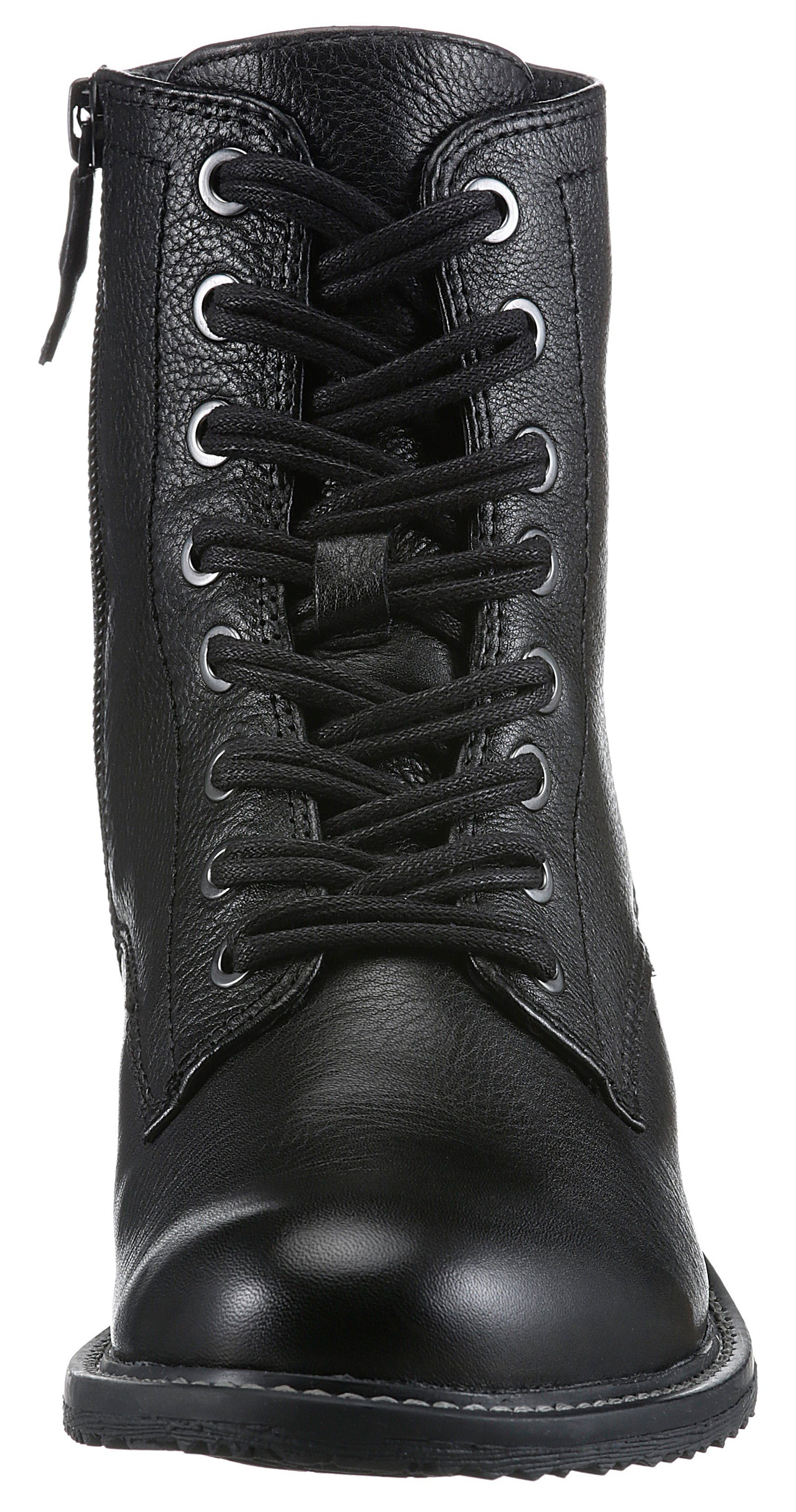 Tamaris Veterlaarsjes blokhak, veterschoenen, business schoenen in glanzende metallic look