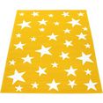 paco home vloerkleed voor de kinderkamer vega 715 korte pool, motief sterren, kinderkamer geel